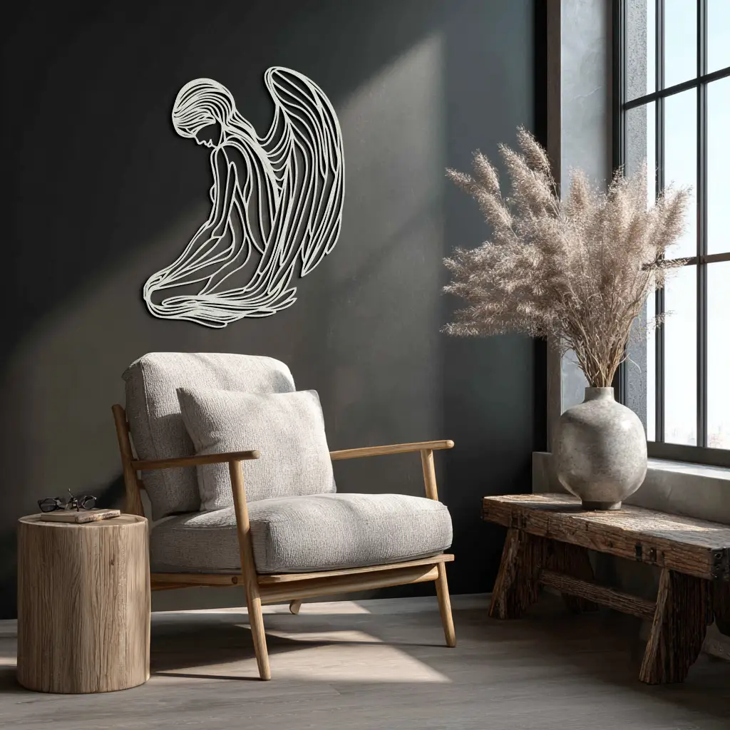 Ethereal Angel Metal Wall Art - Elegant and Serene Decorative Piece - KAF067