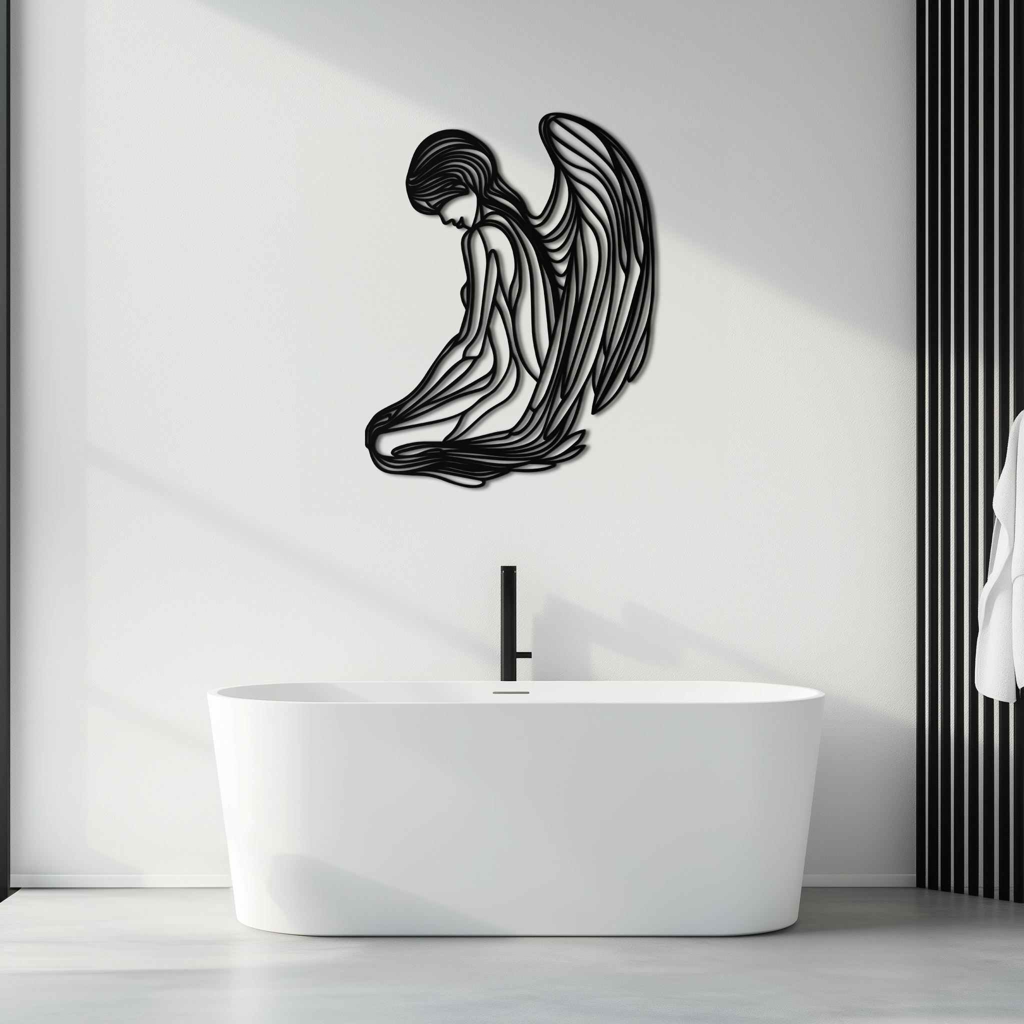 Ethereal Angel Metal Wall Art - Elegant and Serene Decorative Piece - KAF067