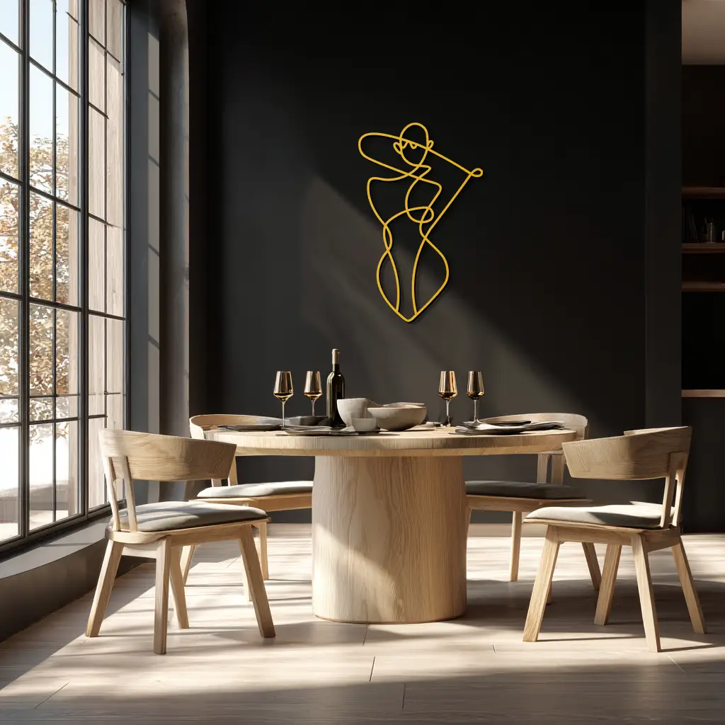 Minimalist Abstract Female Form Metal Wall Art – Modern Line Art Sculpture - KAF069