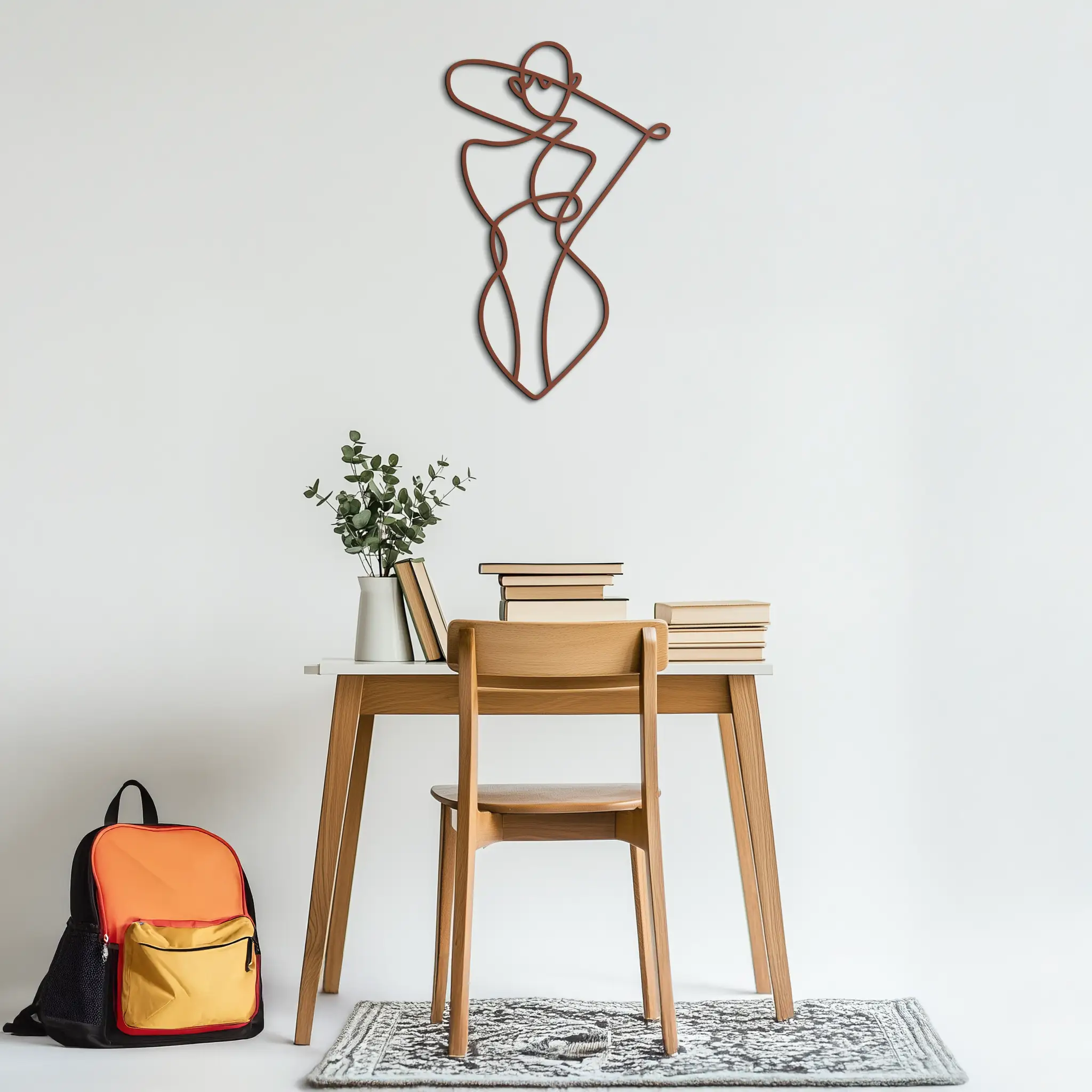 Minimalist Abstract Female Form Metal Wall Art – Modern Line Art Sculpture - KAF069