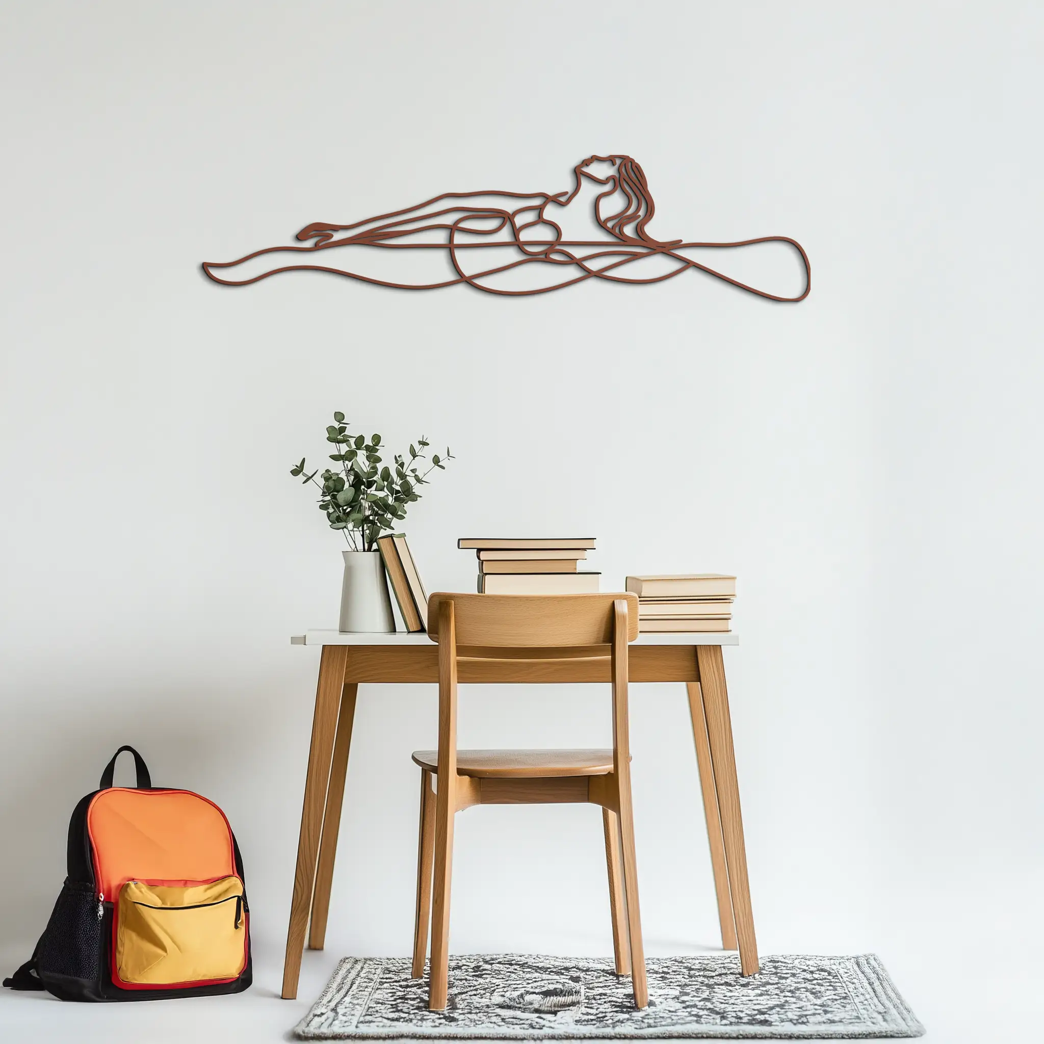 Reclining Woman Metal Wall Art - Minimalist Line Art Decor - KAF079
