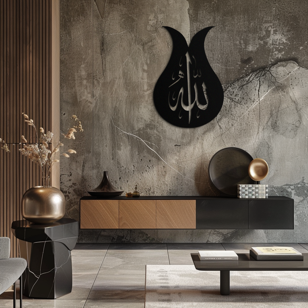 Allah Calligraphy Metal Wall Art - Elegant Islamic Wall Decor - KAF080