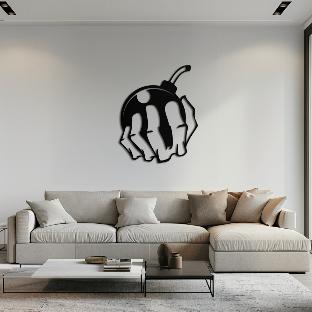 Bomb Hand Metal Wall Art - Edgy Modern Steel Decor - KAF085