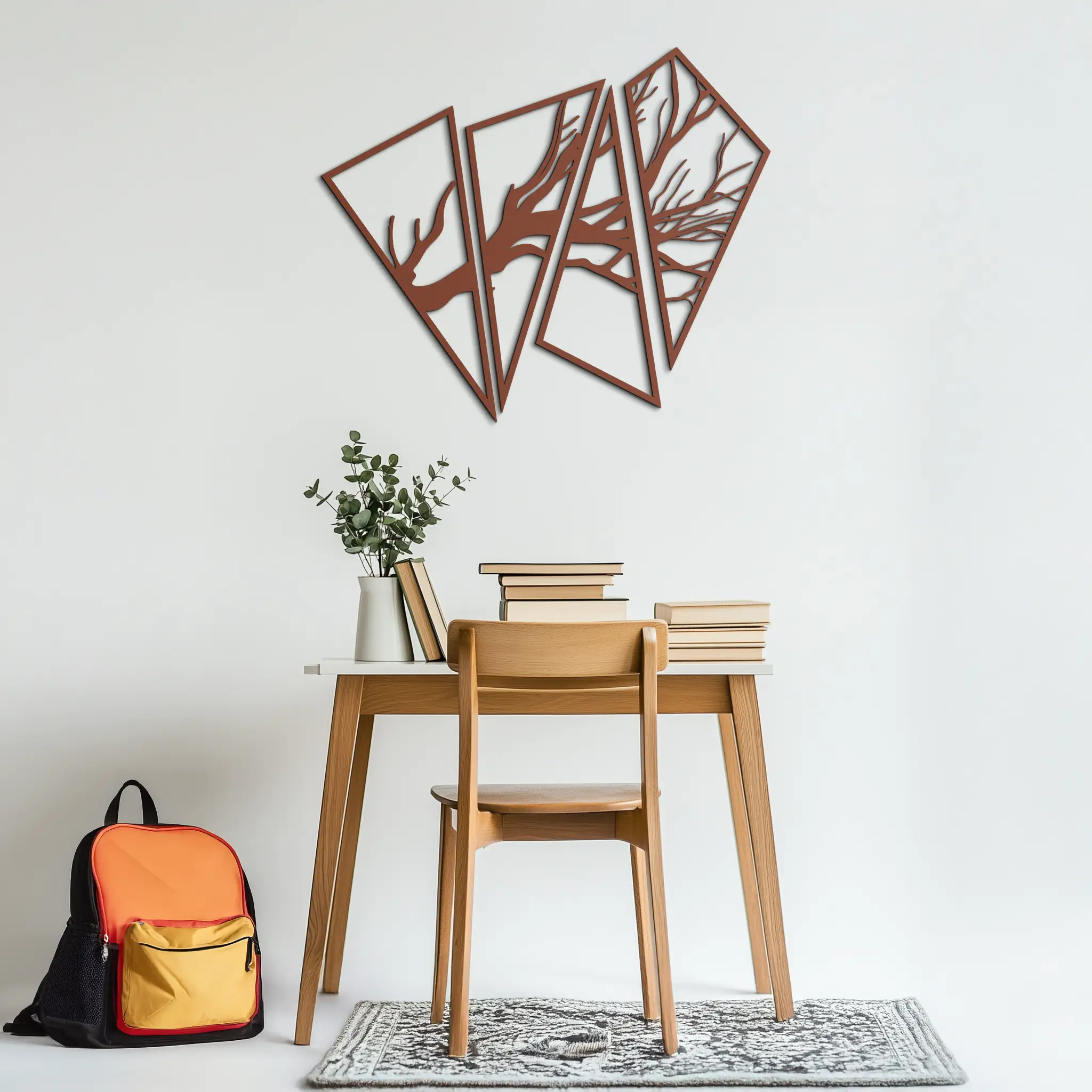 Abstract Tree Branch Metal Wall Art - Modern Geometric Steel Decor - KAF088
