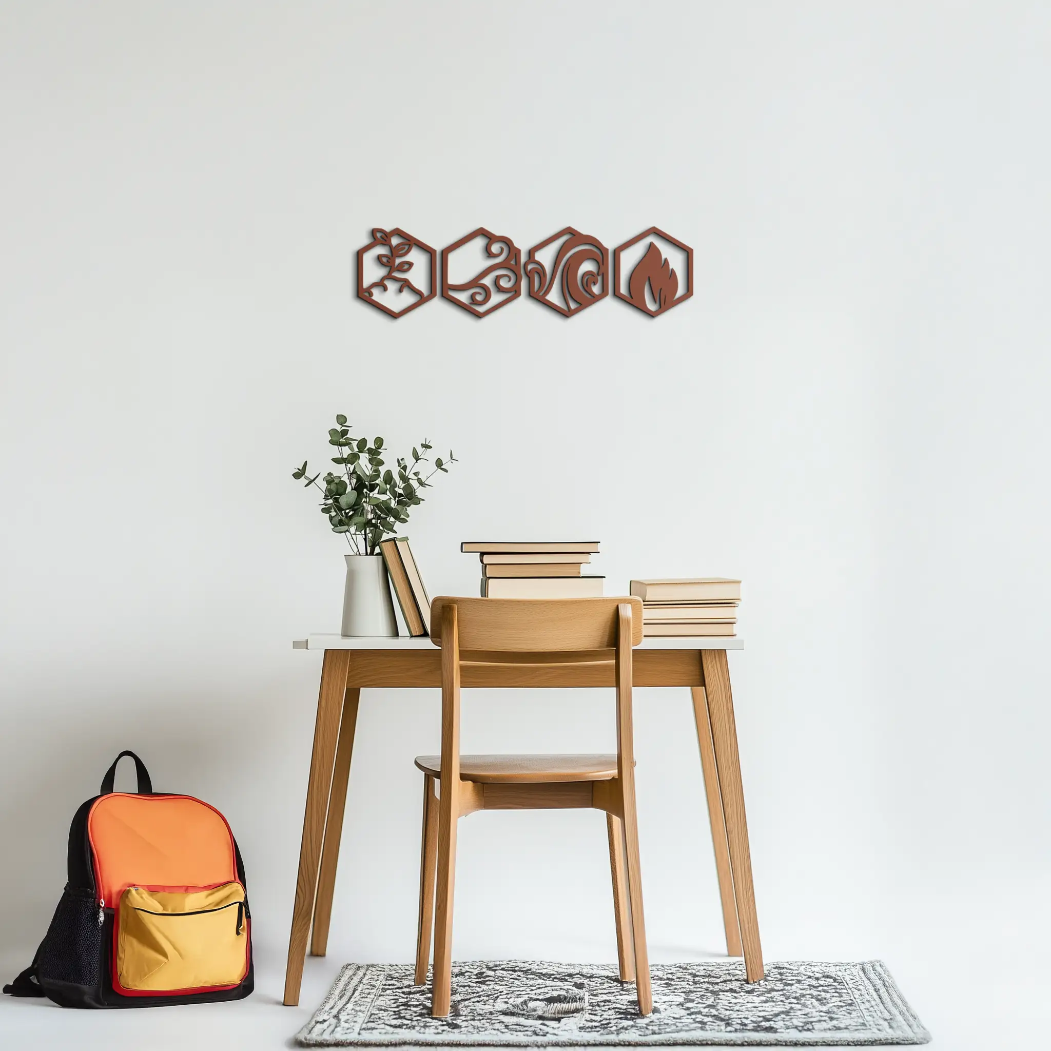 Four Elements Metal Wall Art - Modern Elemental Symbol Decor - KAF090