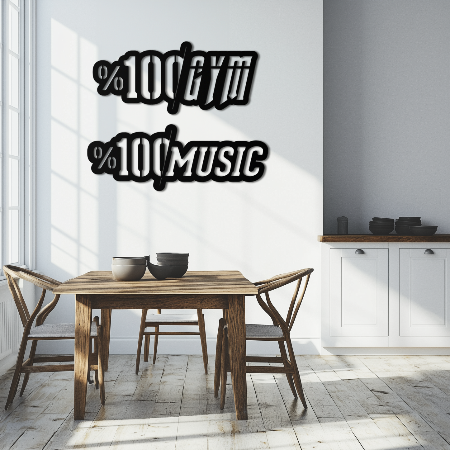 %100 Gym & Music Metal Wall Art - Fitness & Music Enthusiast Decor - KAF091