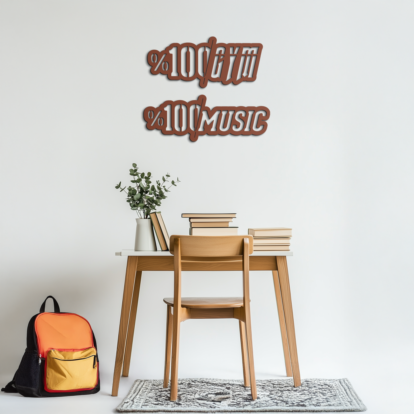 %100 Gym & Music Metal Wall Art - Fitness & Music Enthusiast Decor - KAF091