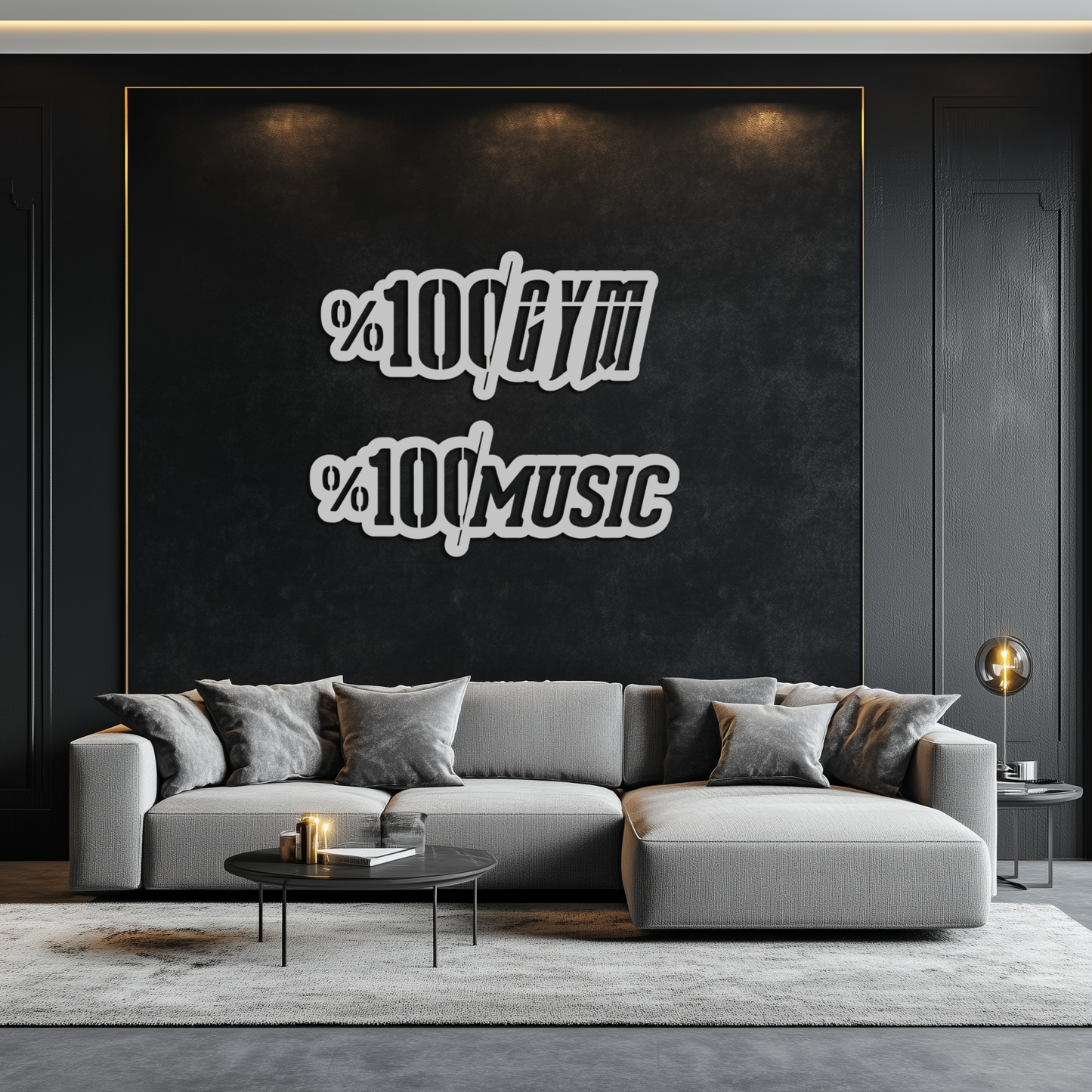 %100 Gym & Music Metal Wall Art - Fitness & Music Enthusiast Decor - KAF091