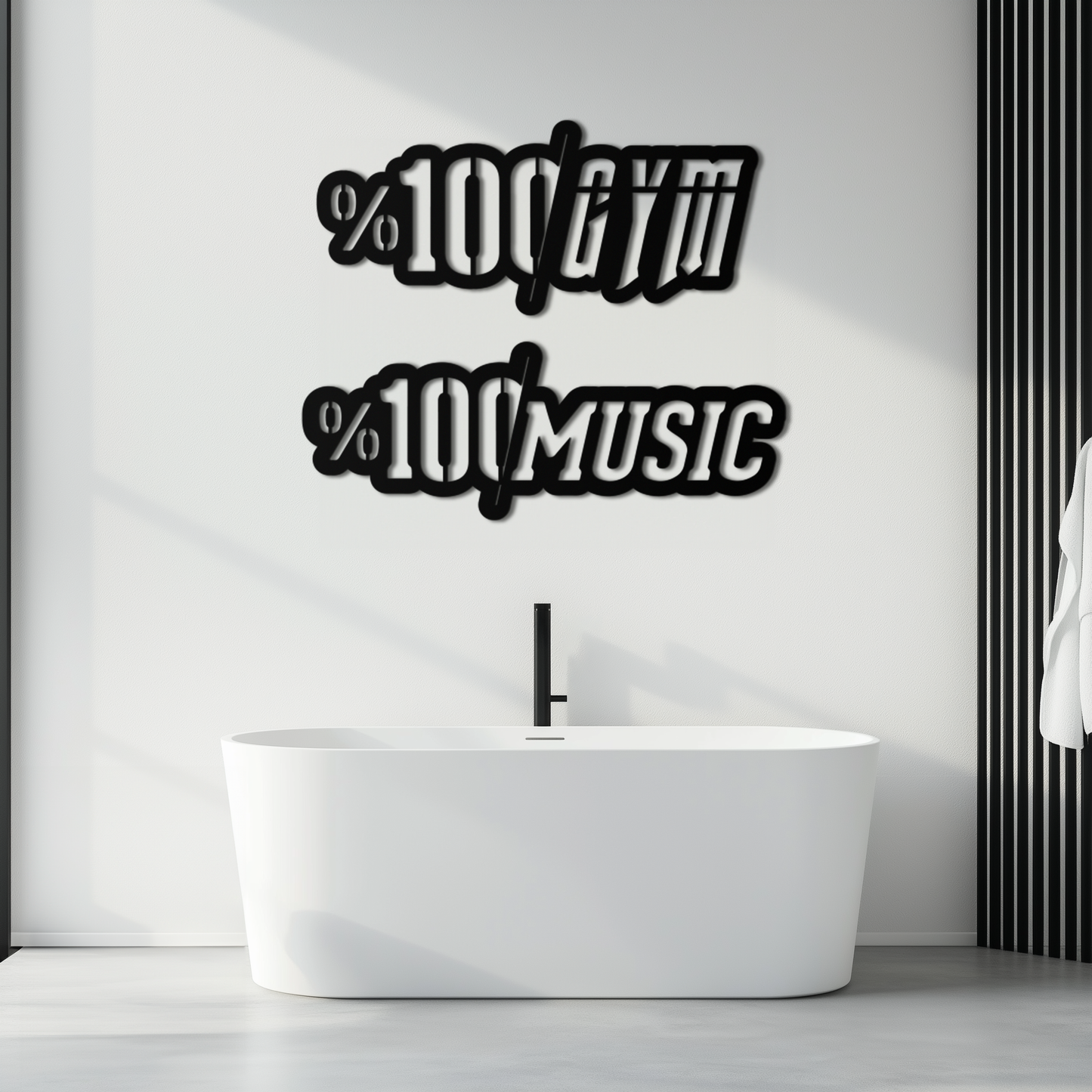 %100 Gym & Music Metal Wall Art - Fitness & Music Enthusiast Decor - KAF091