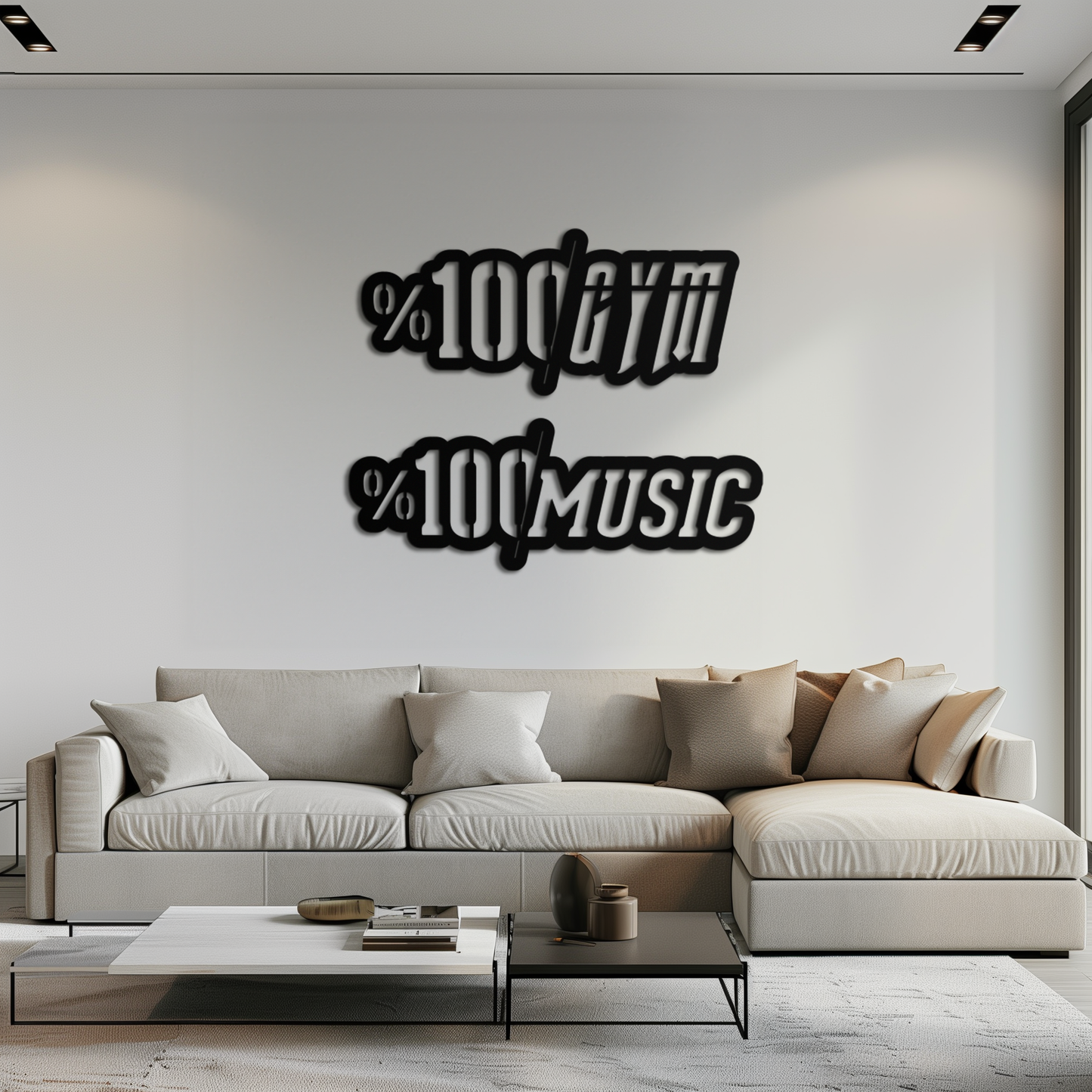 %100 Gym & Music Metal Wall Art - Fitness & Music Enthusiast Decor - KAF091