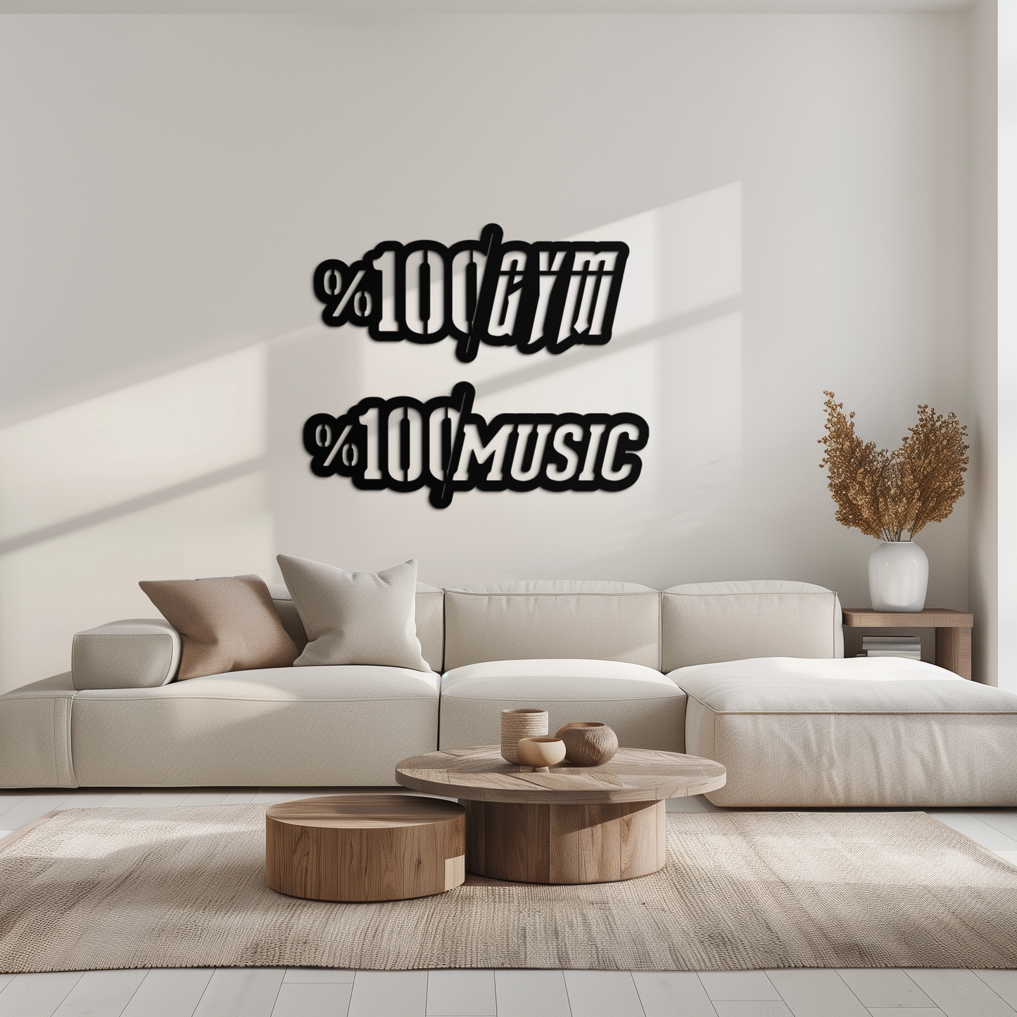 %100 Gym & Music Metal Wall Art - Fitness & Music Enthusiast Decor - KAF091