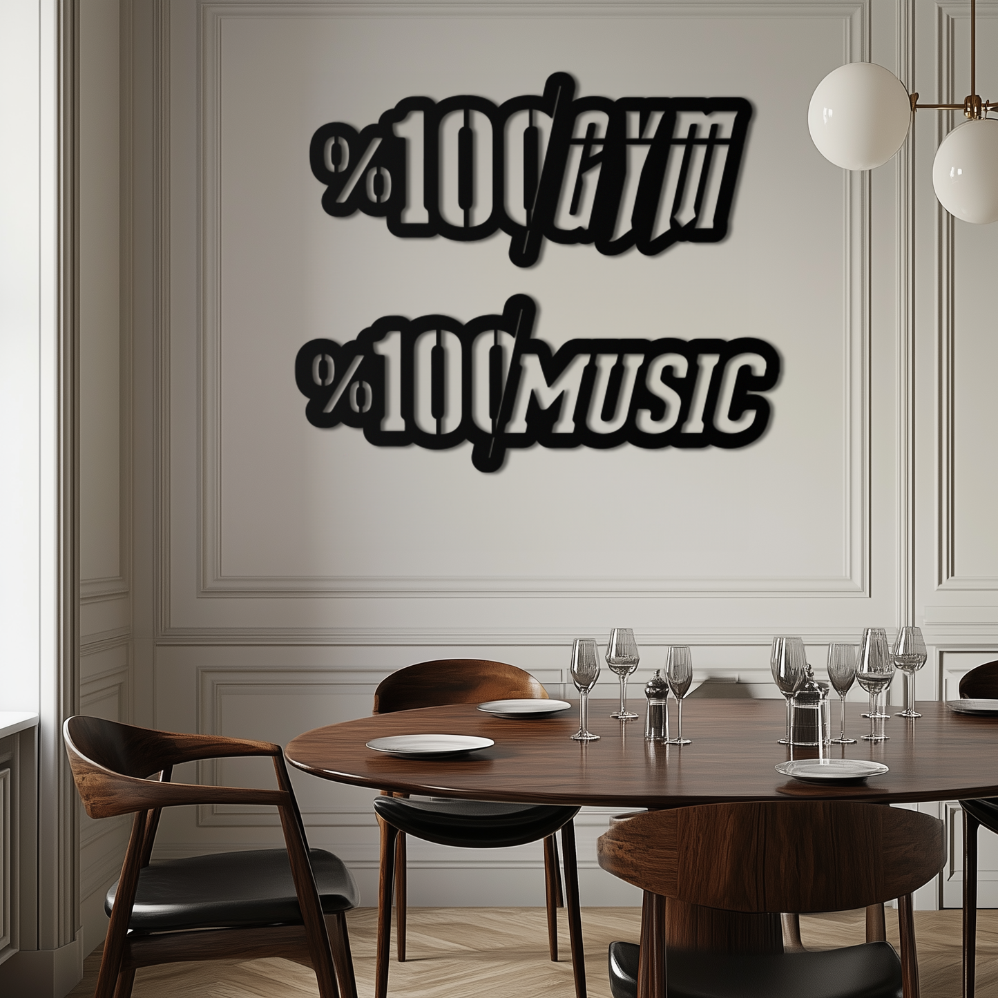 %100 Gym & Music Metal Wall Art - Fitness & Music Enthusiast Decor - KAF091