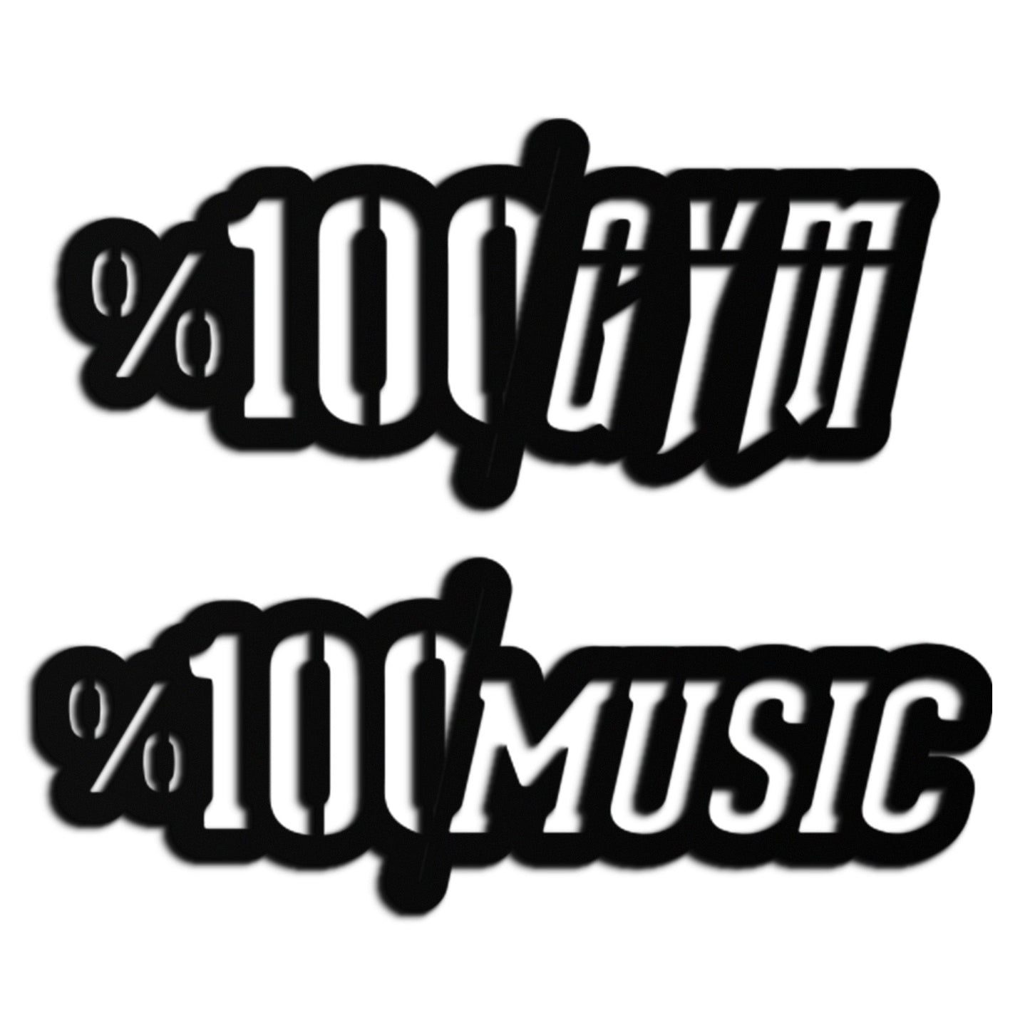 %100 Gym & Music Metal Wall Art - Fitness & Music Enthusiast Decor - KAF091