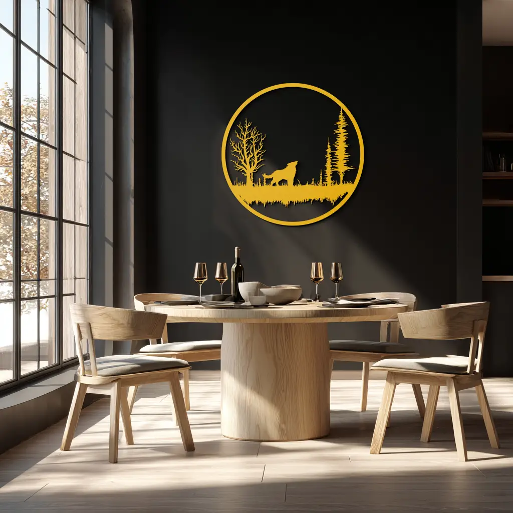Howling Wolf Metal Wall Art - Rustic Nature-Inspired Steel Decor - KAF092