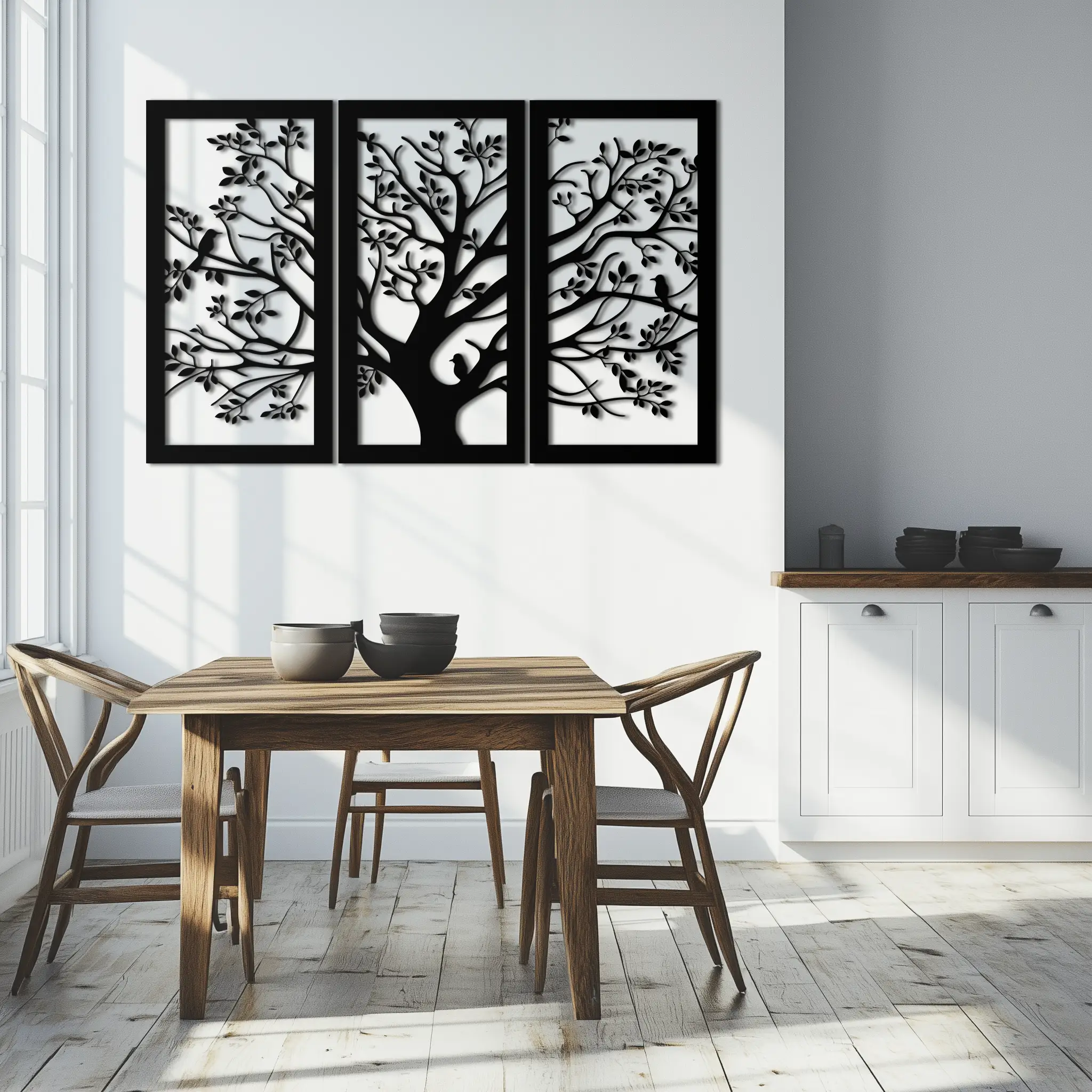Tree of Life Metal Wall Art - 3-Piece Nature-Inspired Steel Decor - KAF093