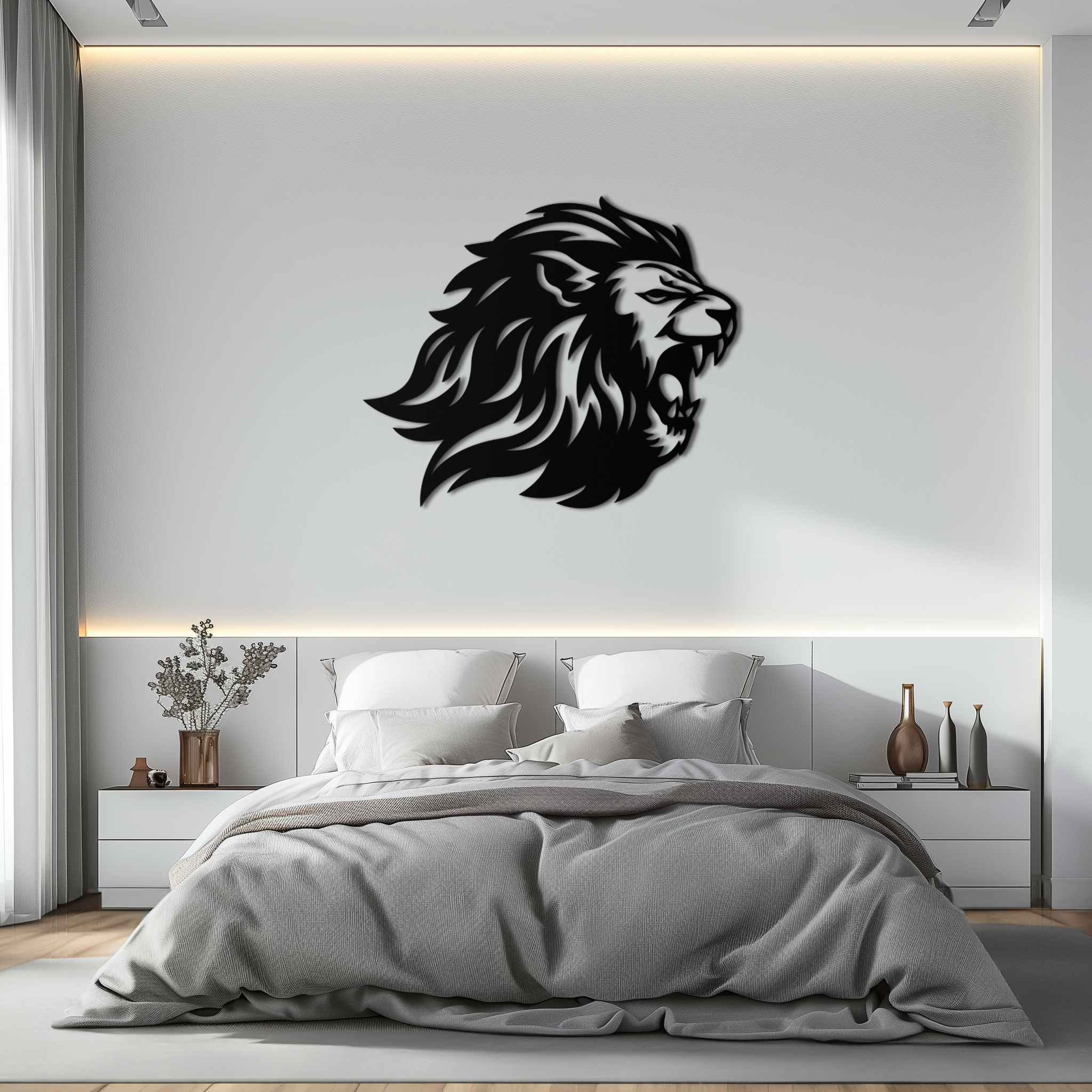 Roaring Lion Metal Wall Art - Fierce Jungle King Steel Decor - KAF095