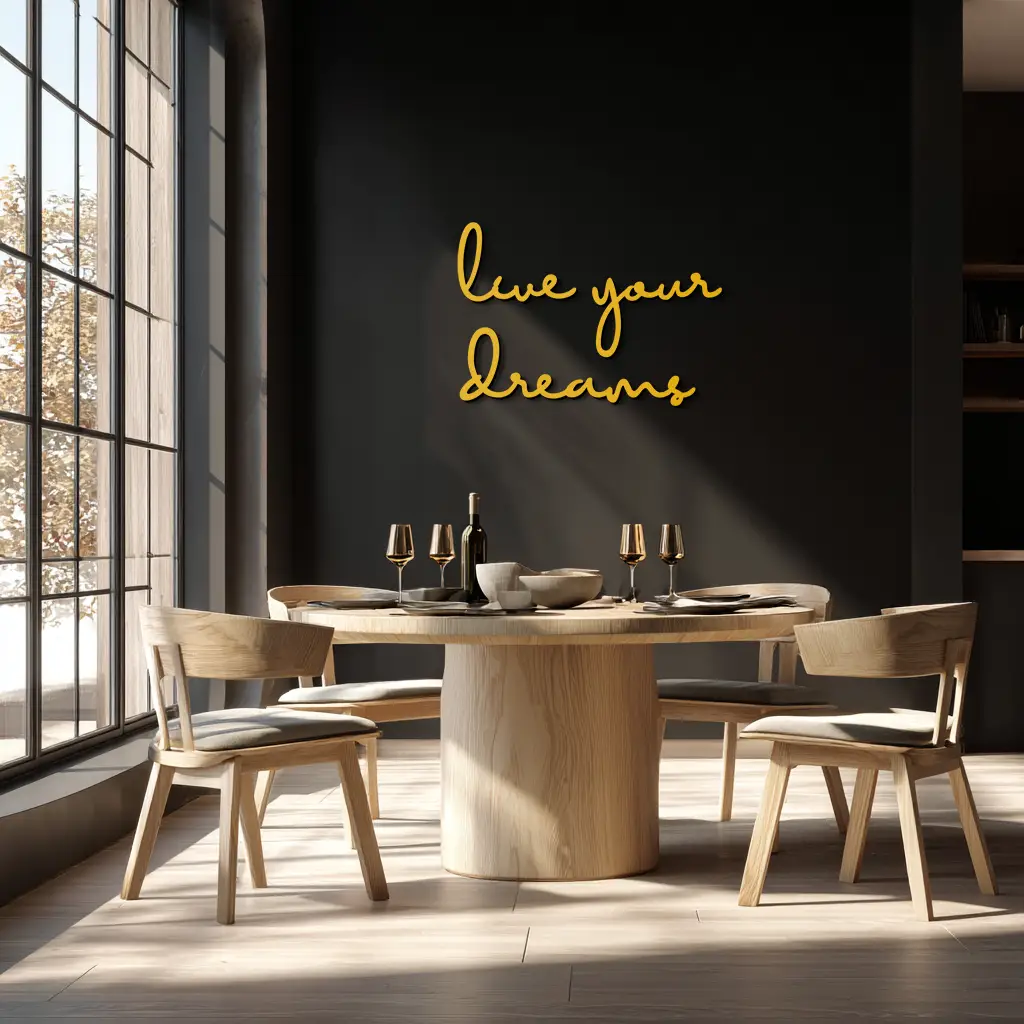 Live Your Dreams Metal Wall Art - Inspirational Script Wall Decor - KAF096