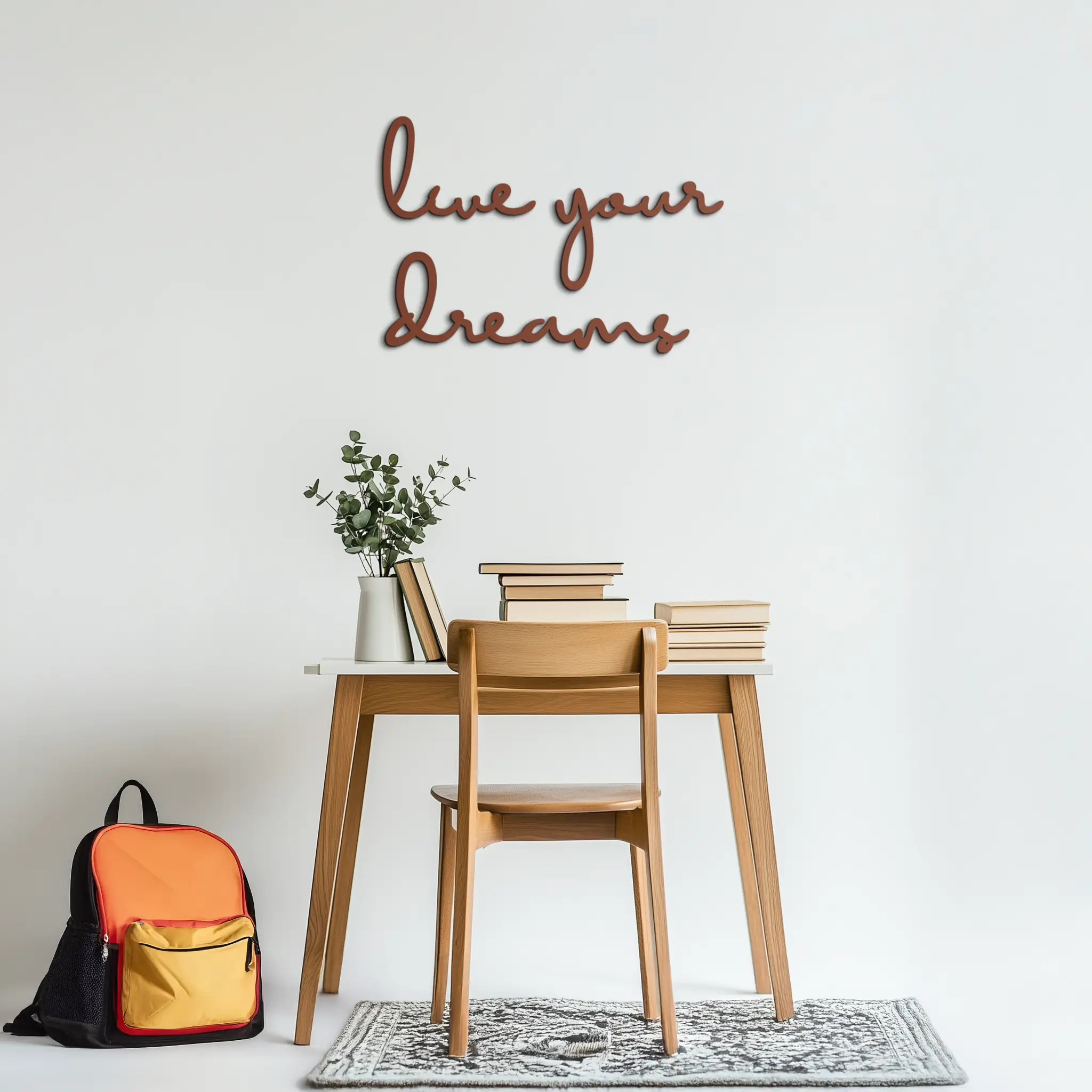 Live Your Dreams Metal Wall Art - Inspirational Script Wall Decor - KAF096