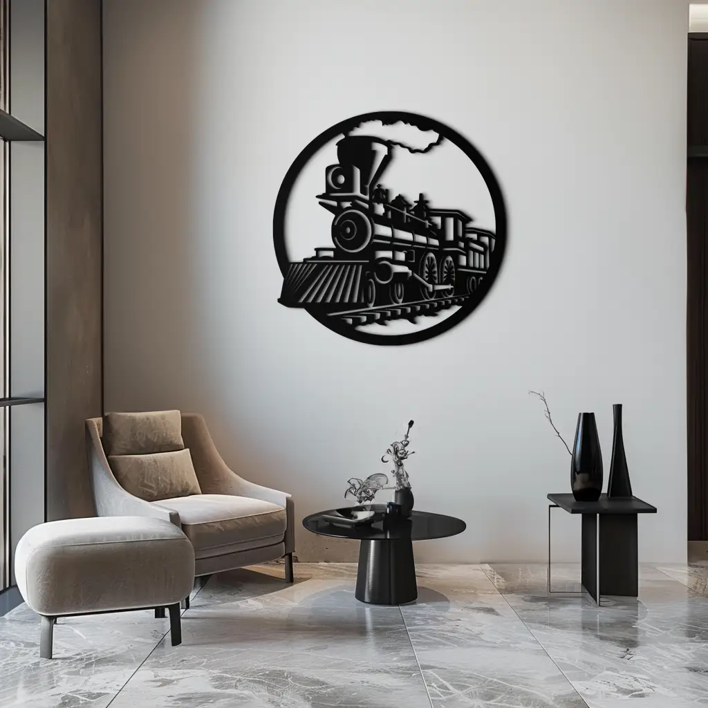 Vintage Steam Train Metal Wall Art - Rustic Locomotive Decor - KAF100