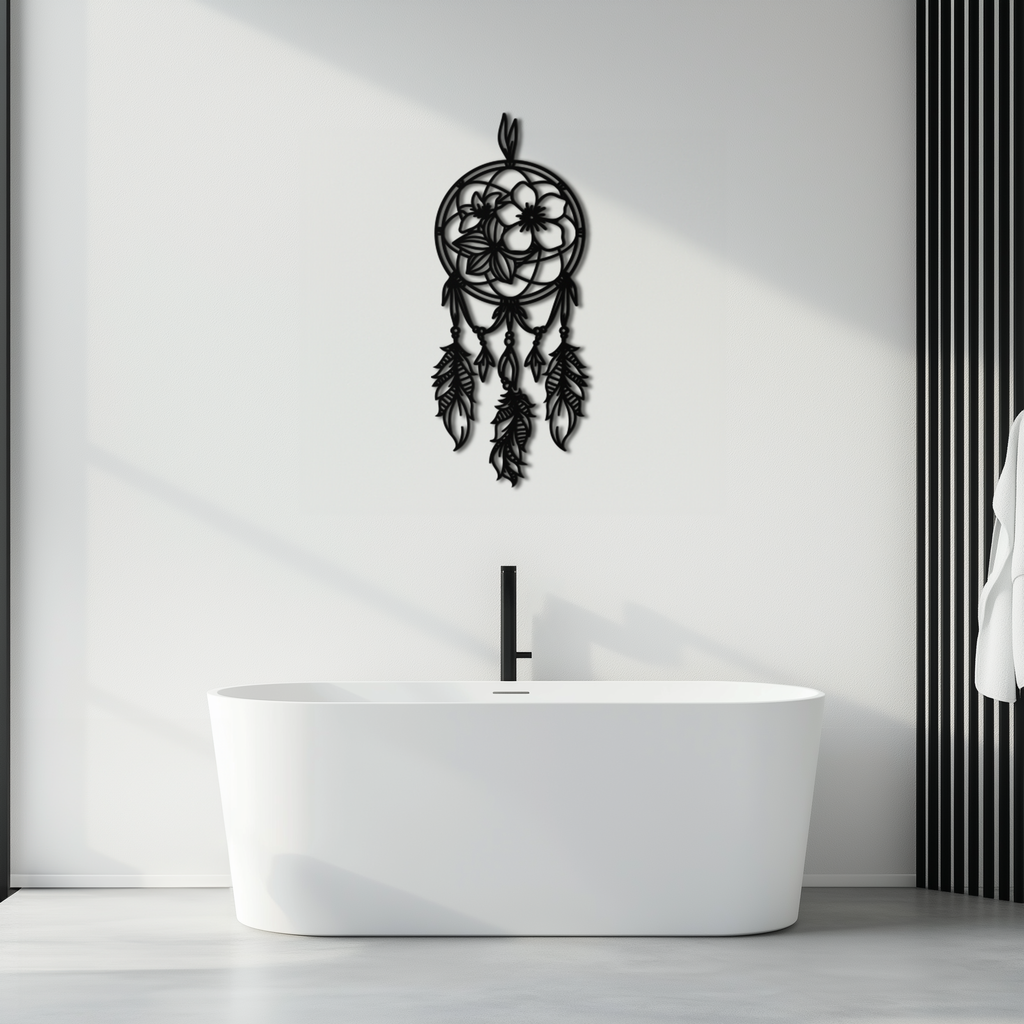 Dreamcatcher Metal Wall Art - Boho-Inspired Steel Wall Decor - KAF113