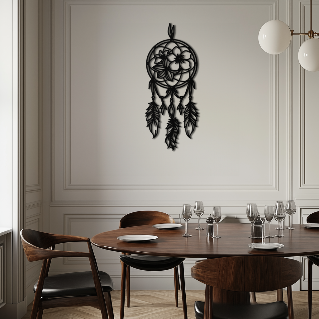 Dreamcatcher Metal Wall Art - Boho-Inspired Steel Wall Decor - KAF113