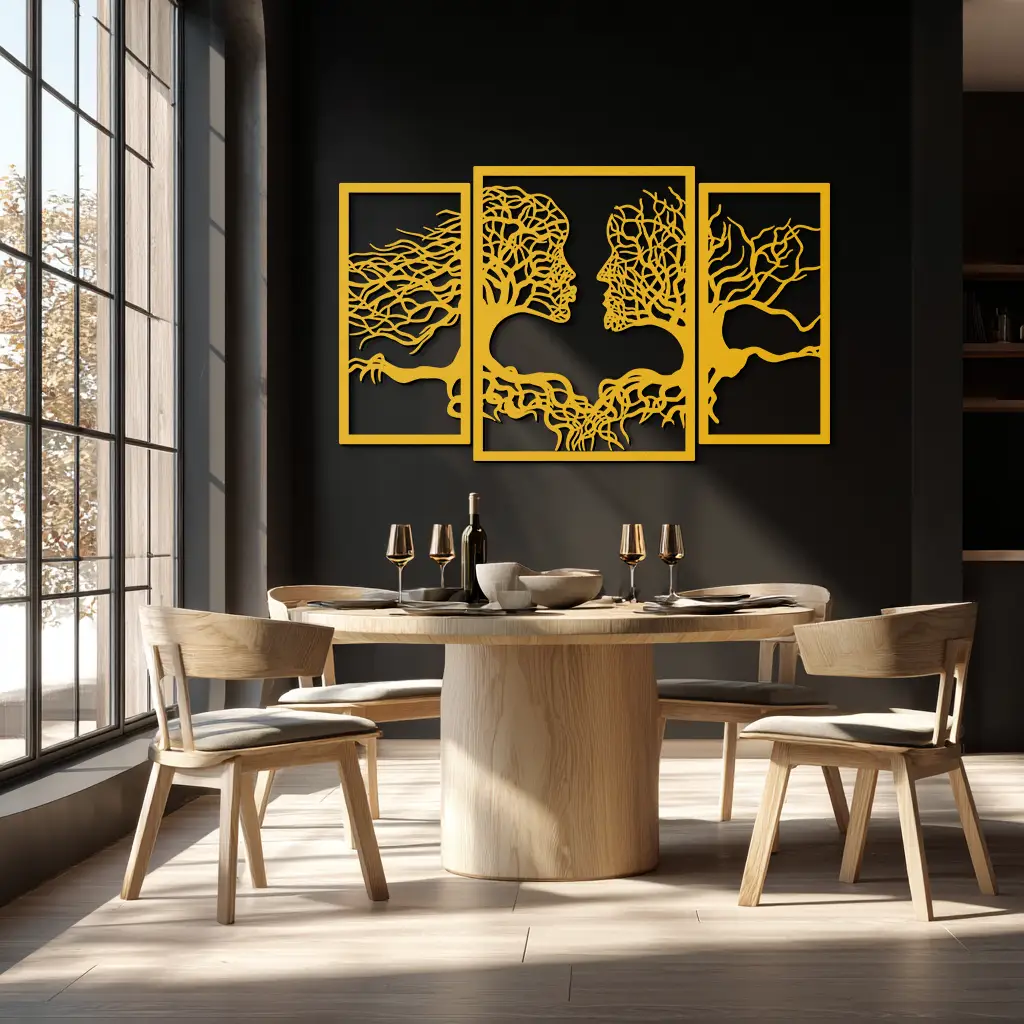 Tree of Life Lovers Metal Wall Art - 3-Piece Modern Steel Wall Decor - KAF129