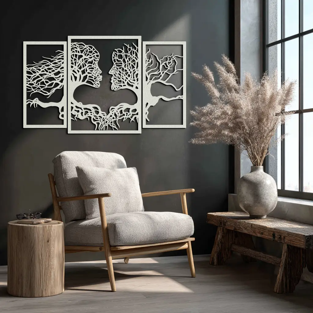 Tree of Life Lovers Metal Wall Art - 3-Piece Modern Steel Wall Decor - KAF129