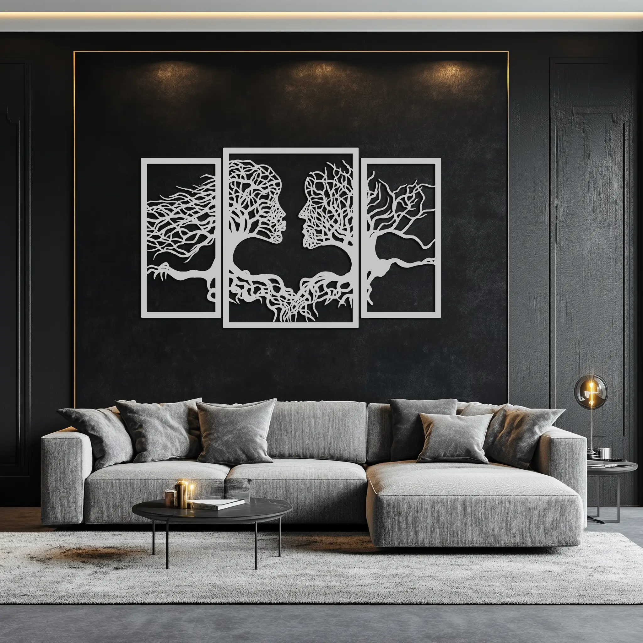 Tree of Life Lovers Metal Wall Art - 3-Piece Modern Steel Wall Decor - KAF129