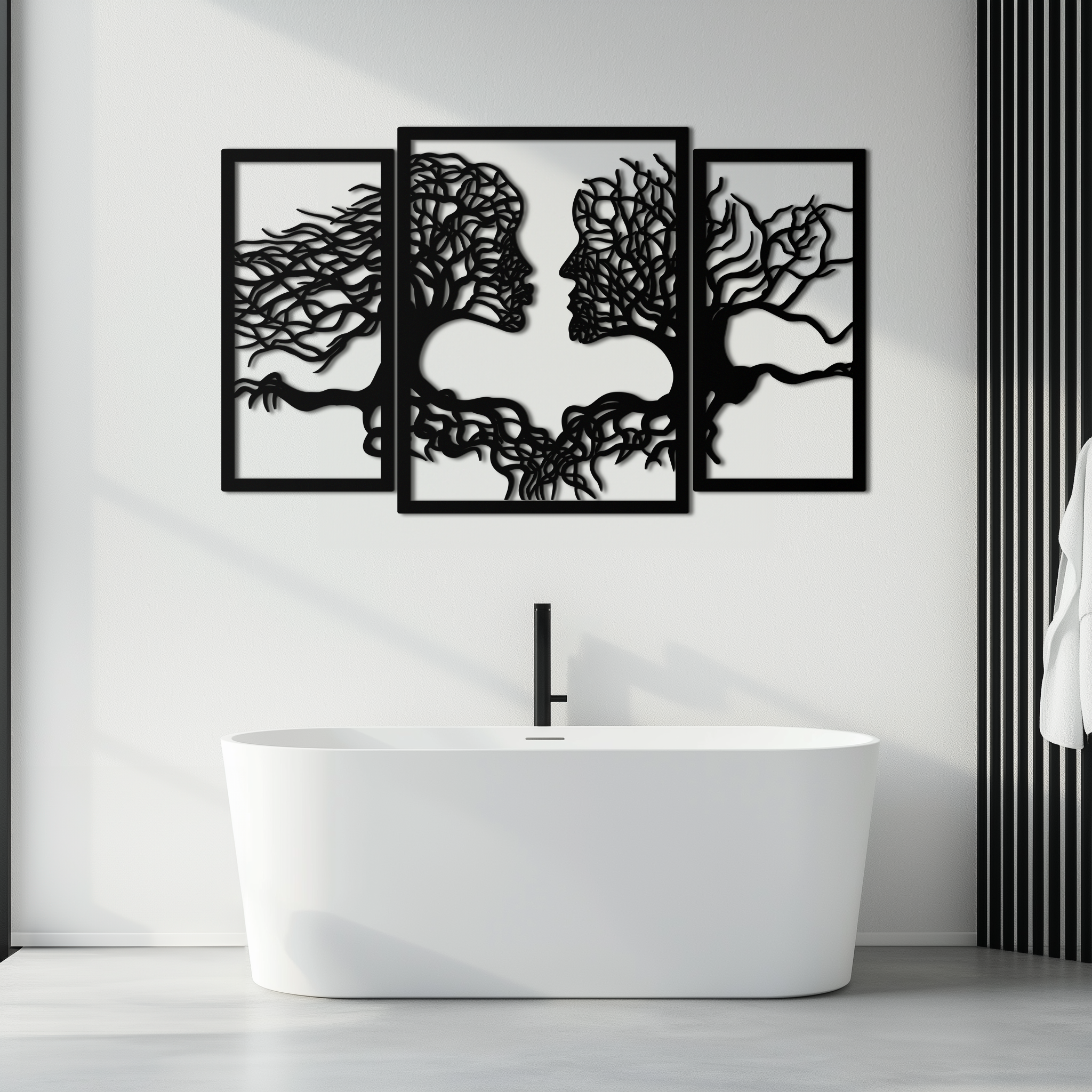 Tree of Life Lovers Metal Wall Art - 3-Piece Modern Steel Wall Decor - KAF129