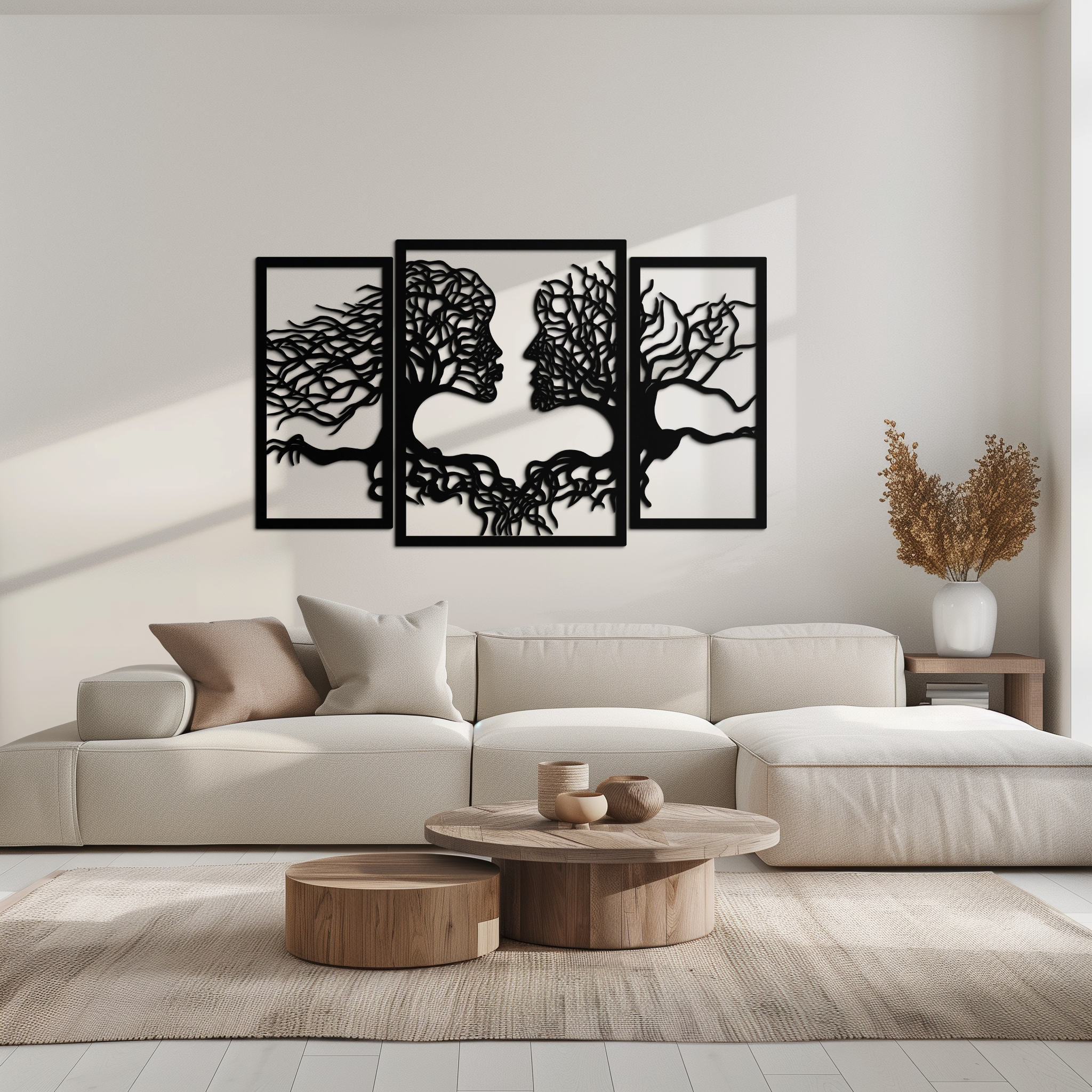 Tree of Life Lovers Metal Wall Art - 3-Piece Modern Steel Wall Decor - KAF129