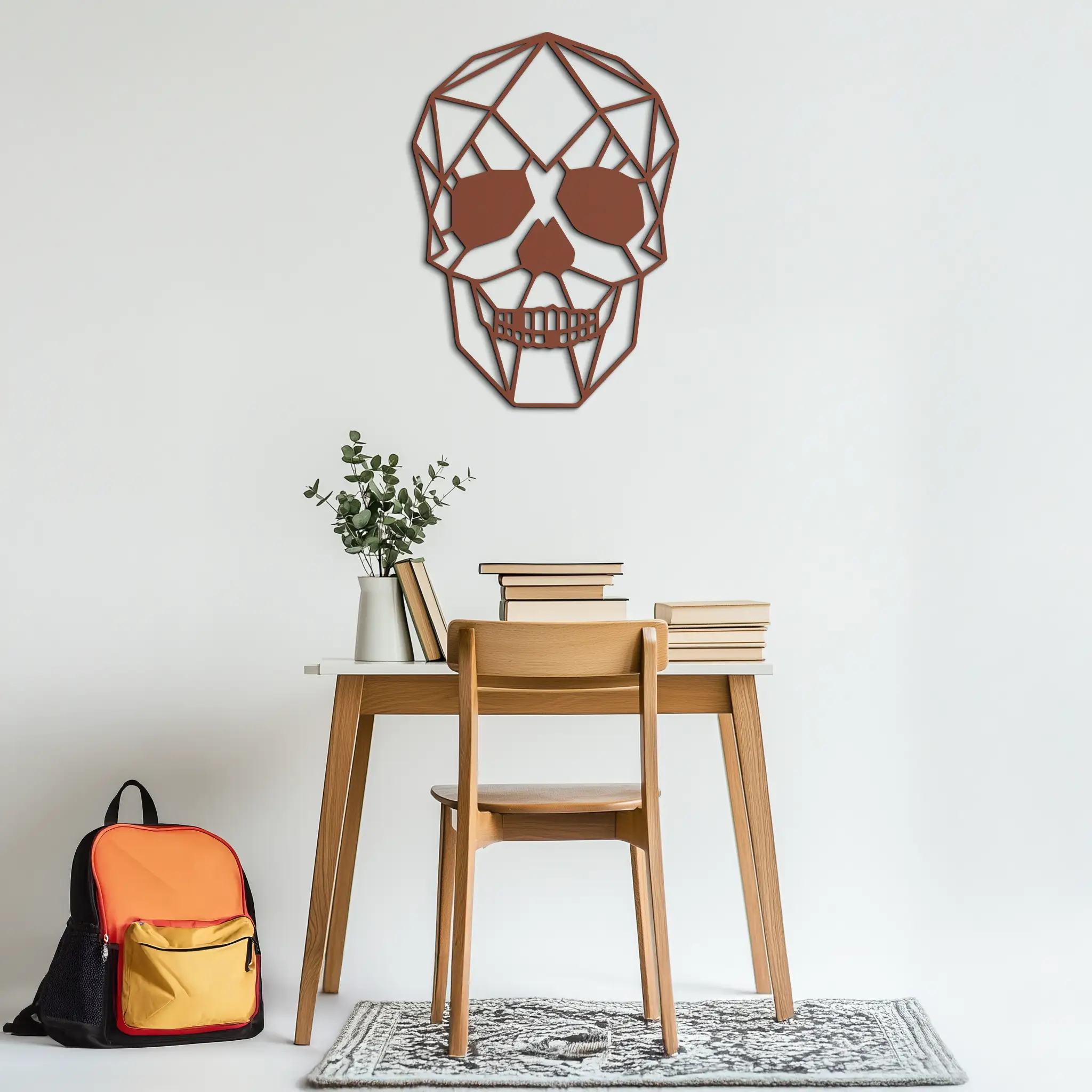 Geometric Skull Metal Wall Art - Modern Skull-Inspired Steel Decor - KAF134