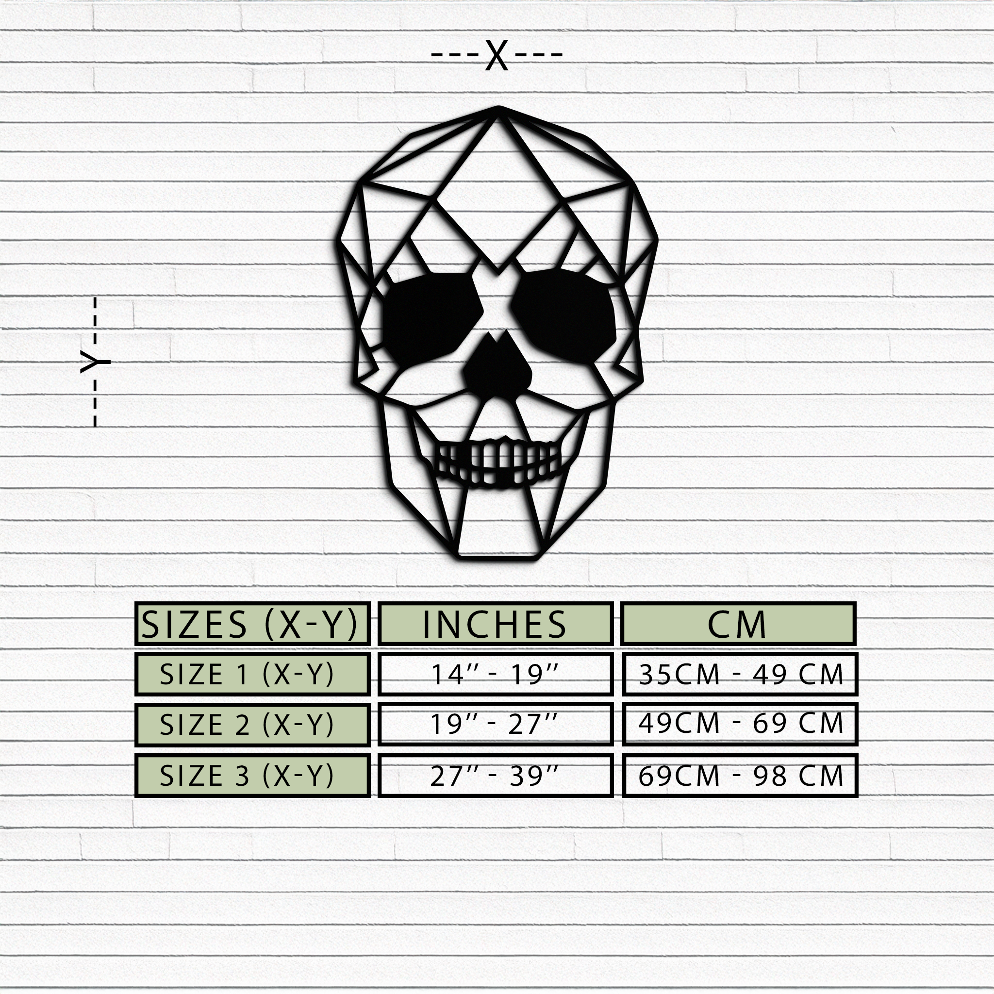Geometric Skull Metal Wall Art - Modern Skull-Inspired Steel Decor - KAF134