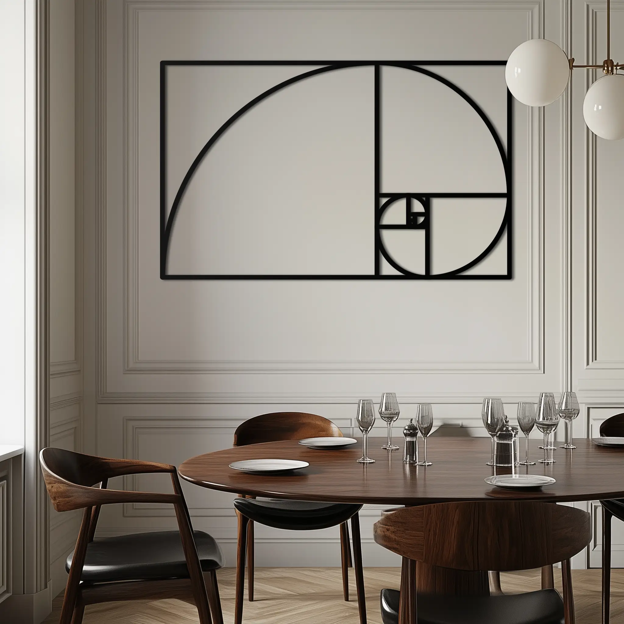 Golden Ratio Spiral Metal Wall Art - Elegant Geometric Design - KAF141