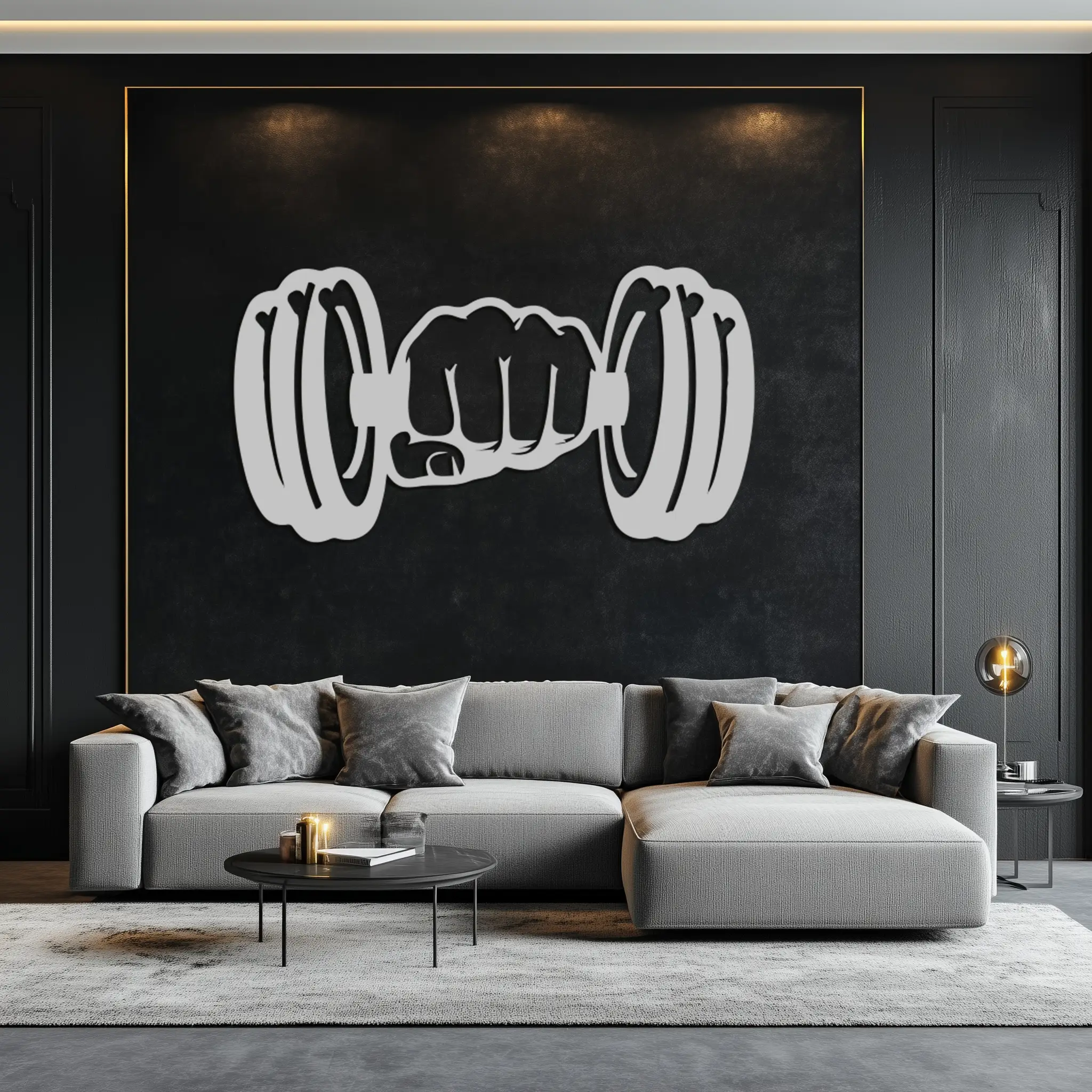 Gym Dumbbell Power Metal Wall Art - Bold and Motivational Gym Decor - KAF143