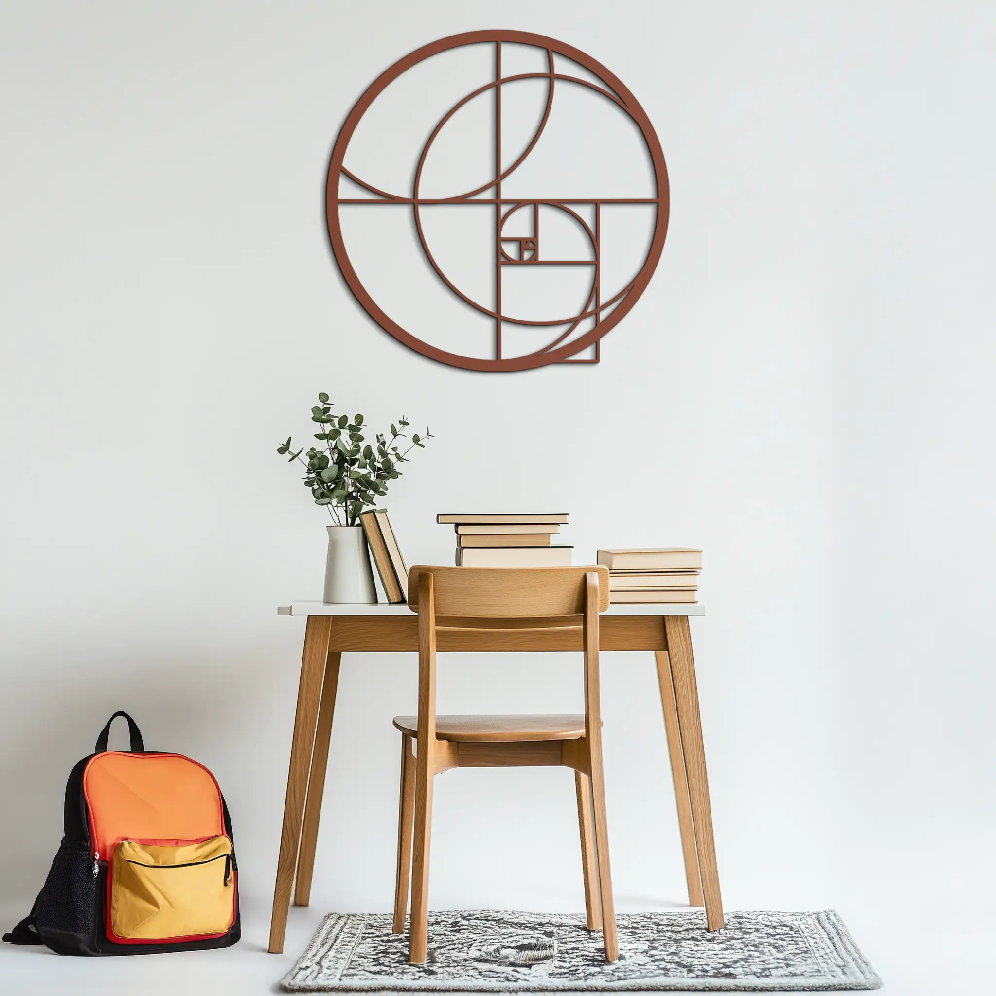 Golden Ratio Circular Metal Wall Art - Fibonacci-Inspired Geometric Design - KAF145