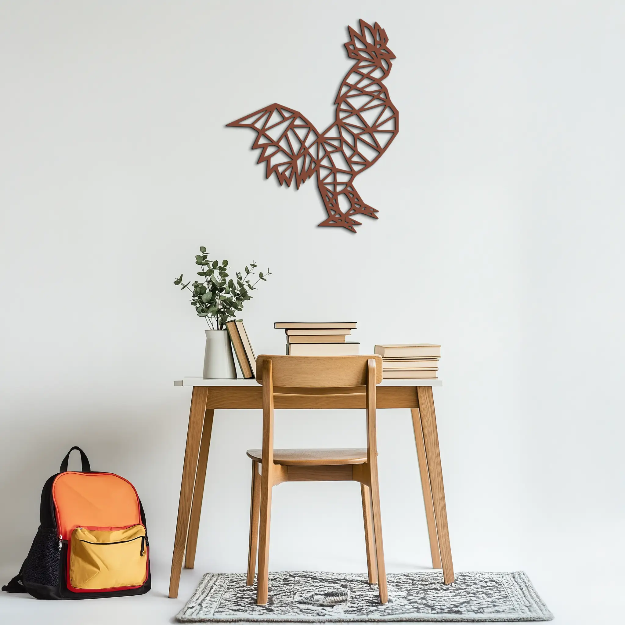 Geometric Rooster Metal Wall Art - Modern Farmhouse Decor - KAF149
