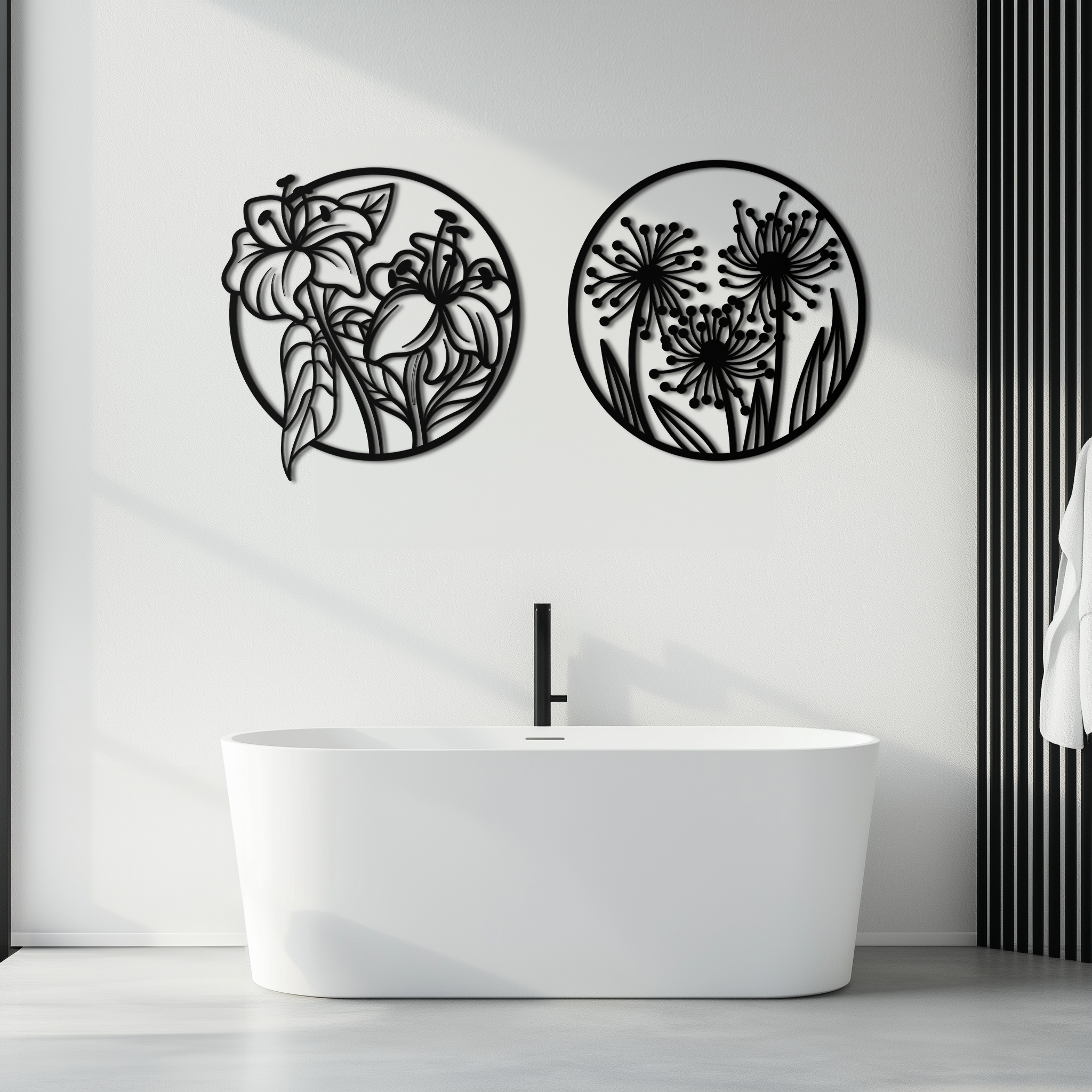 Floral Harmony Metal Wall Art – Elegant Botanical Steel Decor - KAF152