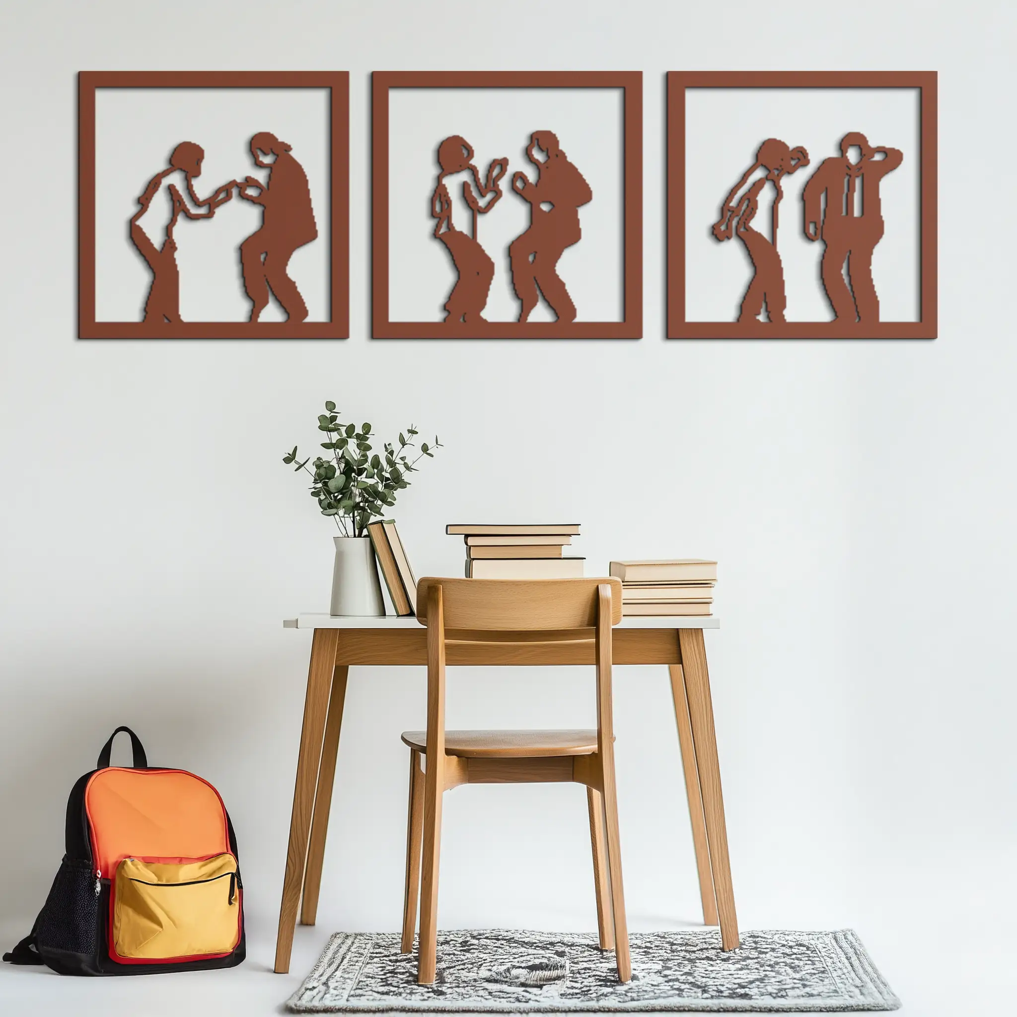 Dancing Silhouettes Metal Wall Art - Modern Minimalist Couple Wall Decor - KAF157