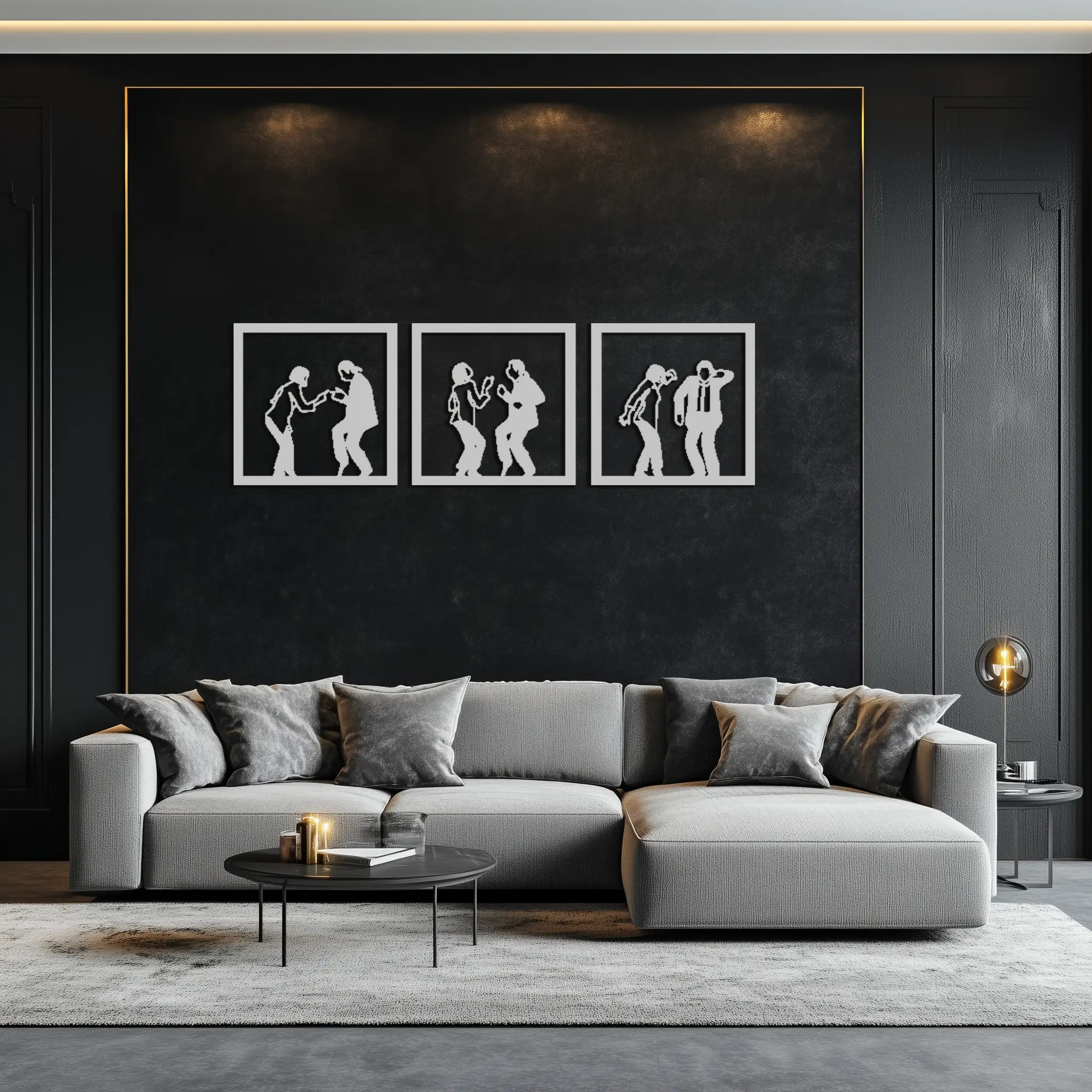 Dancing Silhouettes Metal Wall Art - Modern Minimalist Couple Wall Decor - KAF157