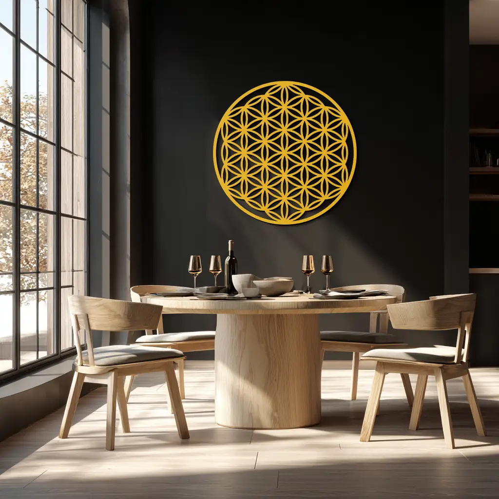 Sacred Geometry Metal Wall Art - Flower of Life Design - KAF158