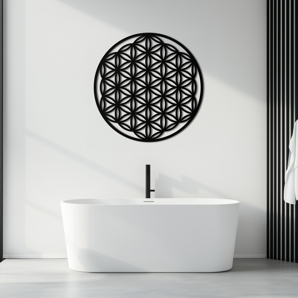 Sacred Geometry Metal Wall Art - Flower of Life Design - KAF158
