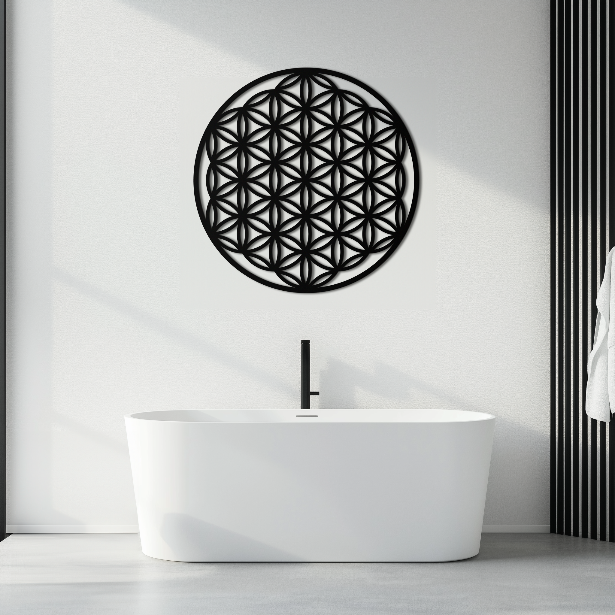 Sacred Geometry Metal Wall Art - Flower of Life Design - KAF158