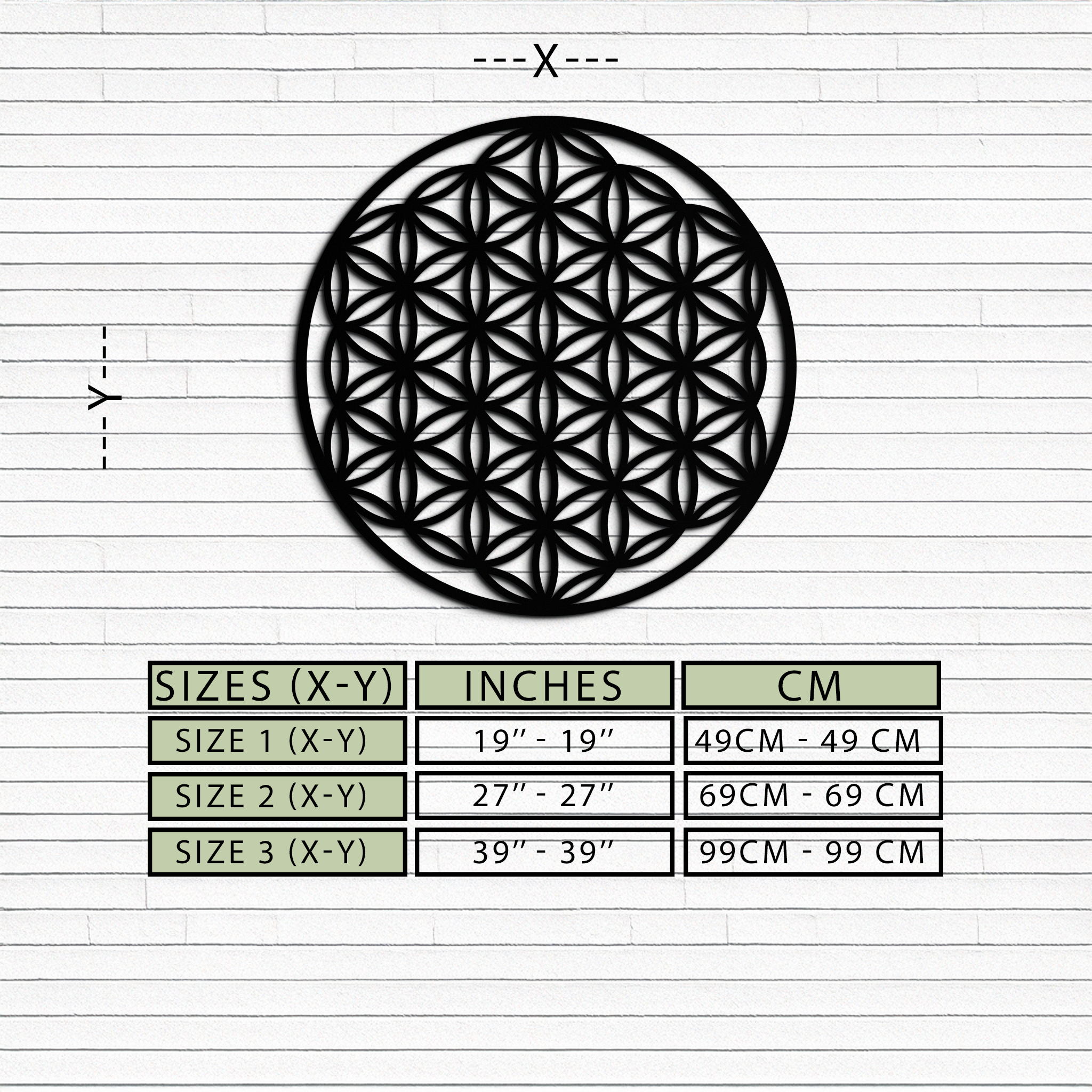 Sacred Geometry Metal Wall Art - Flower of Life Design - KAF158