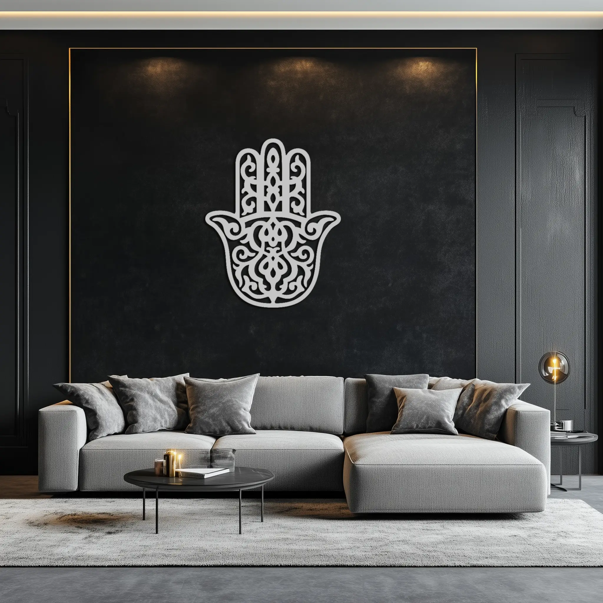 Hamsa Hand Metal Wall Art - Symbolic Protection & Spiritual Home Decor - KAF159