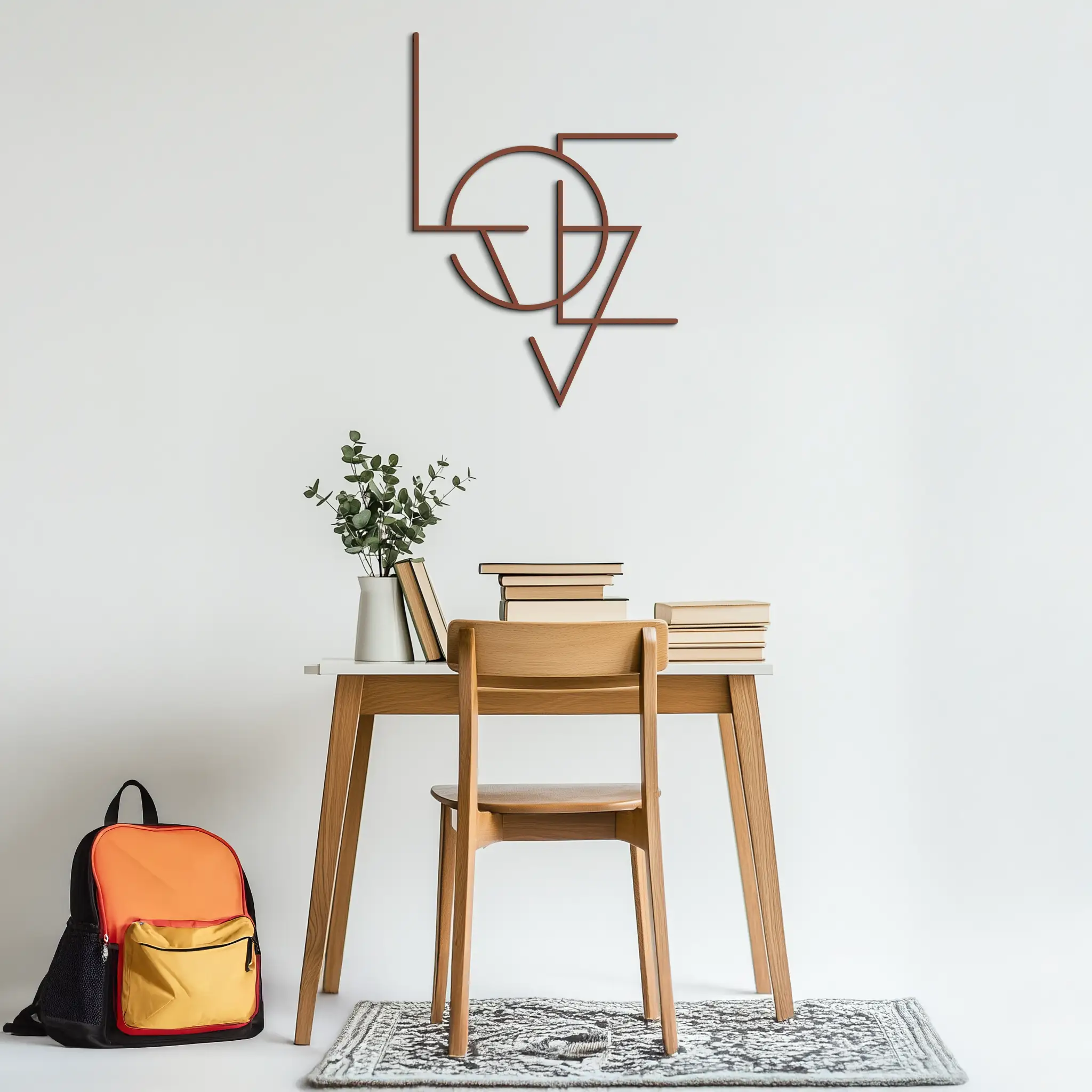 Geometric LOVE Metal Wall Art - Modern Minimalist Wall Decor- KAF162