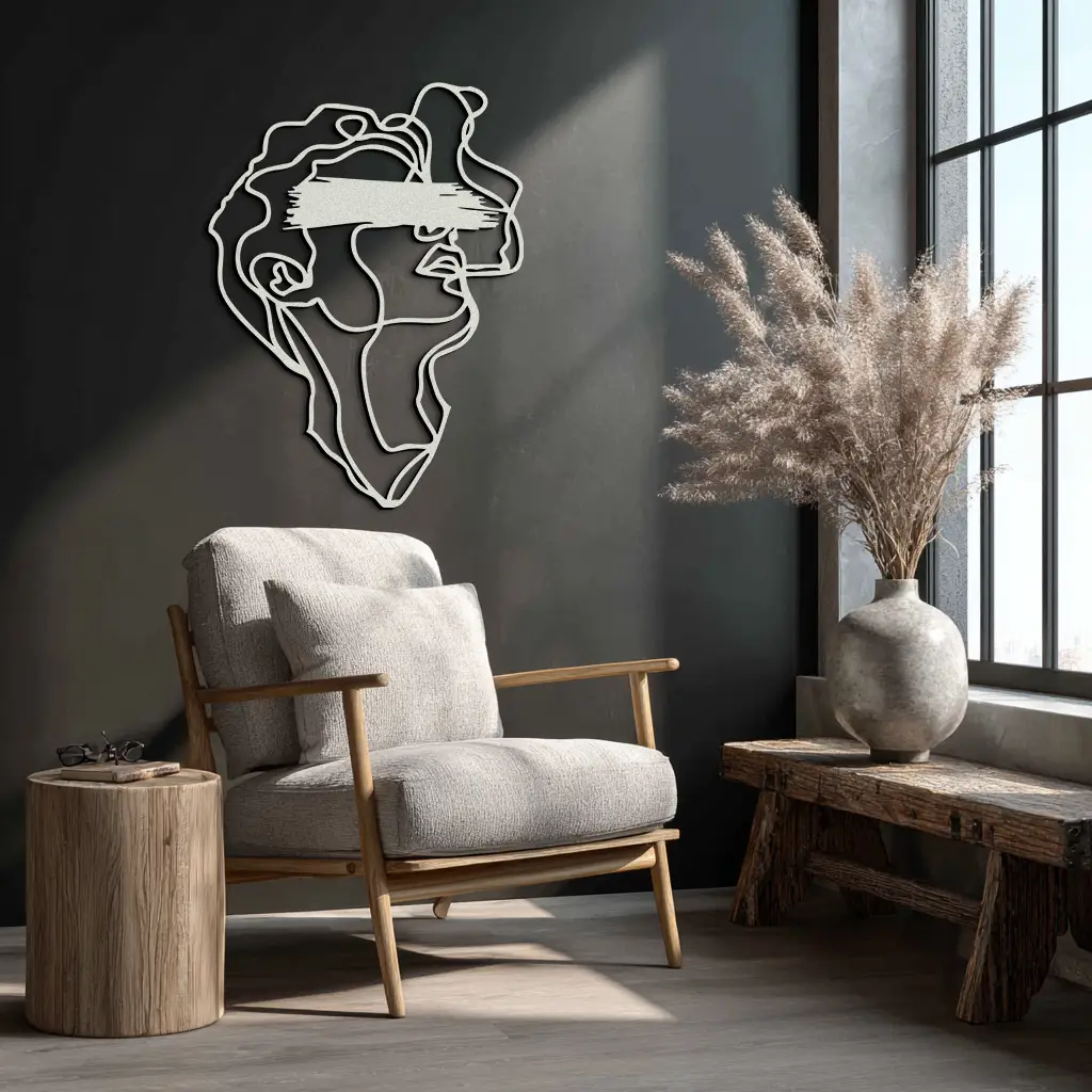 Blindfolded Men Metal Wall Art - Abstract Minimalist Line Art Decor- KAF170