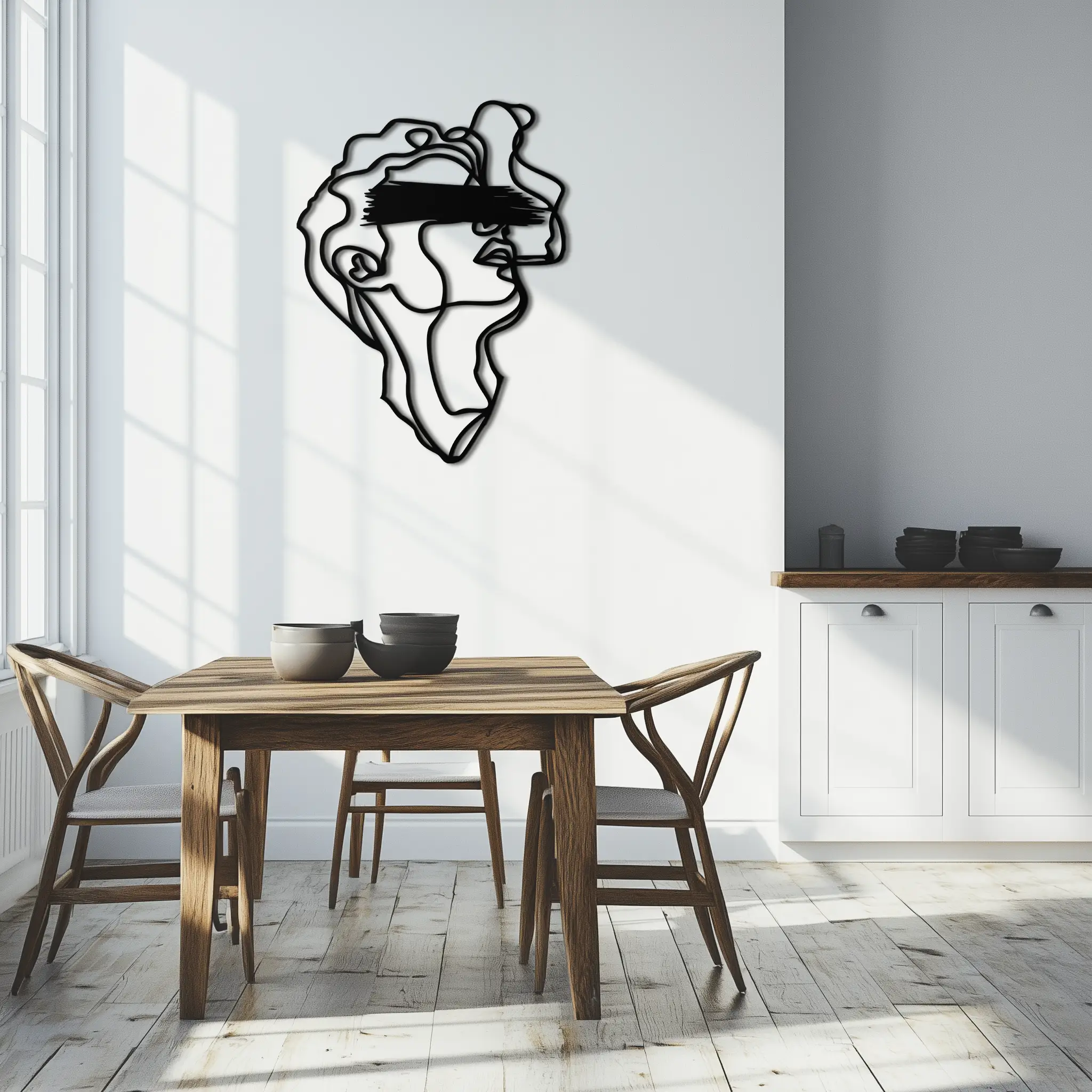 Blindfolded Men Metal Wall Art - Abstract Minimalist Line Art Decor- KAF170
