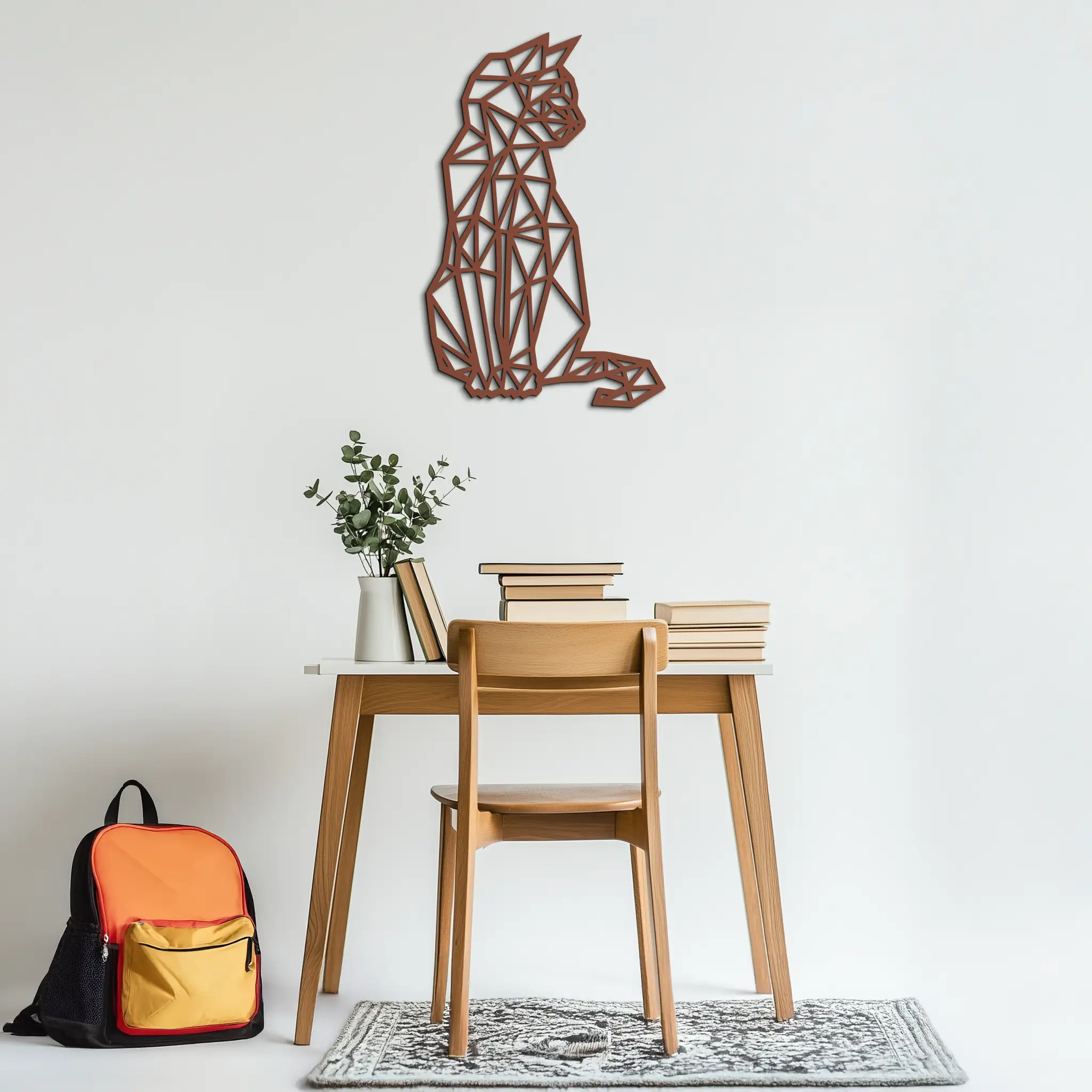 Geometric Cat Metal Wall Art - Modern Feline Home Decor- KAF176