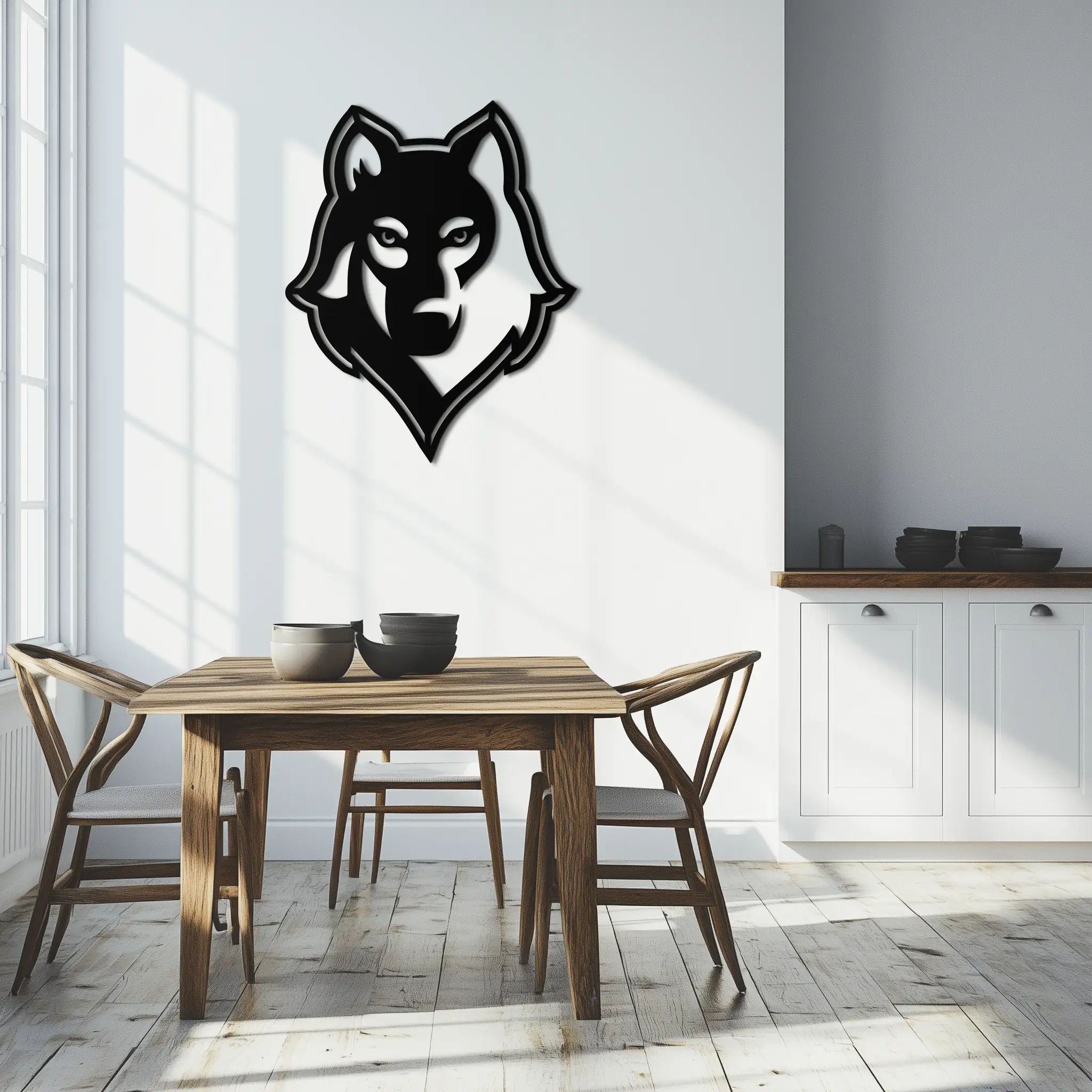 Wolf Metal Wall Art - Geometric Wolf Head Wall Decor- KAF178