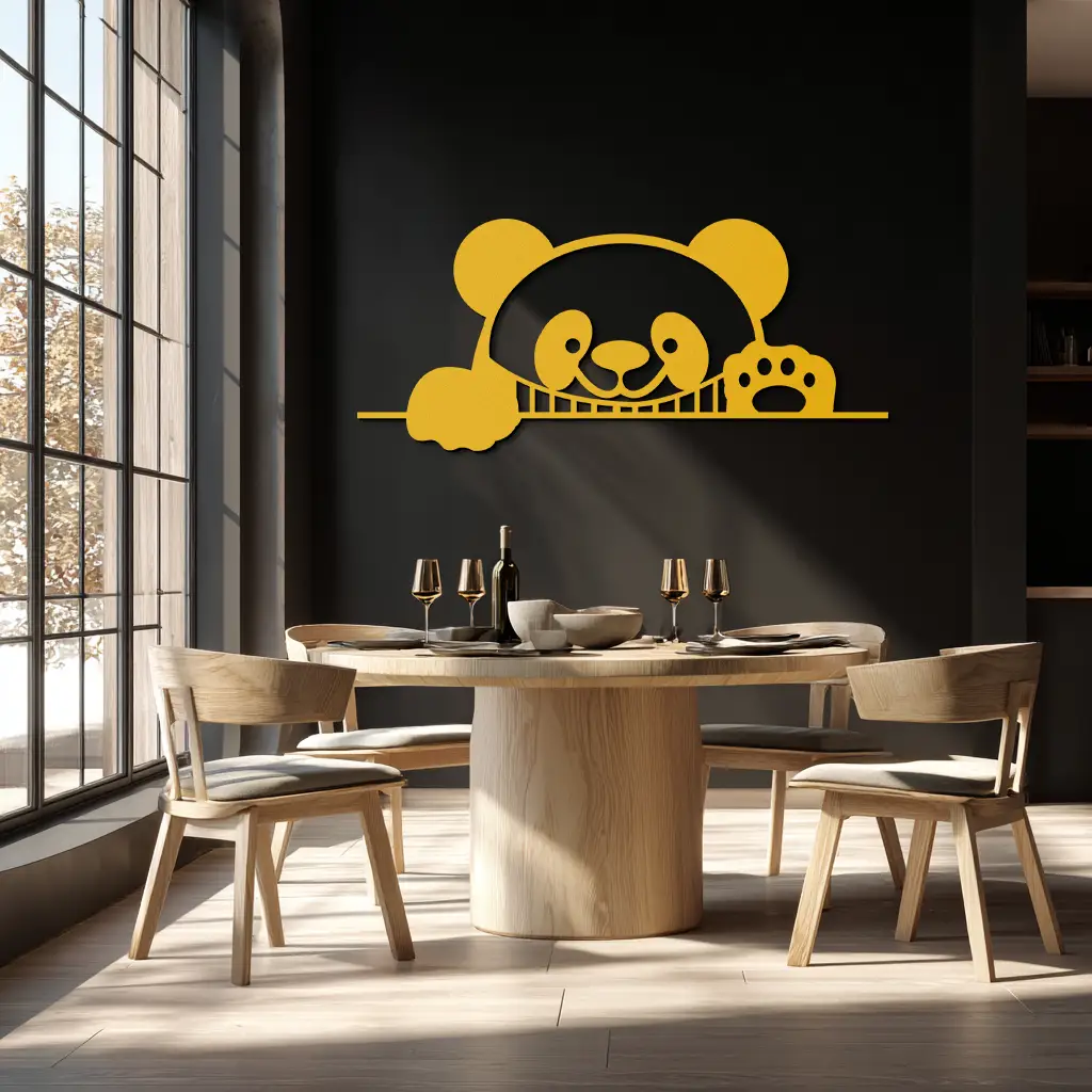 Panda Metal Wall Art - Cute Geometric Panda Decor- KAF181